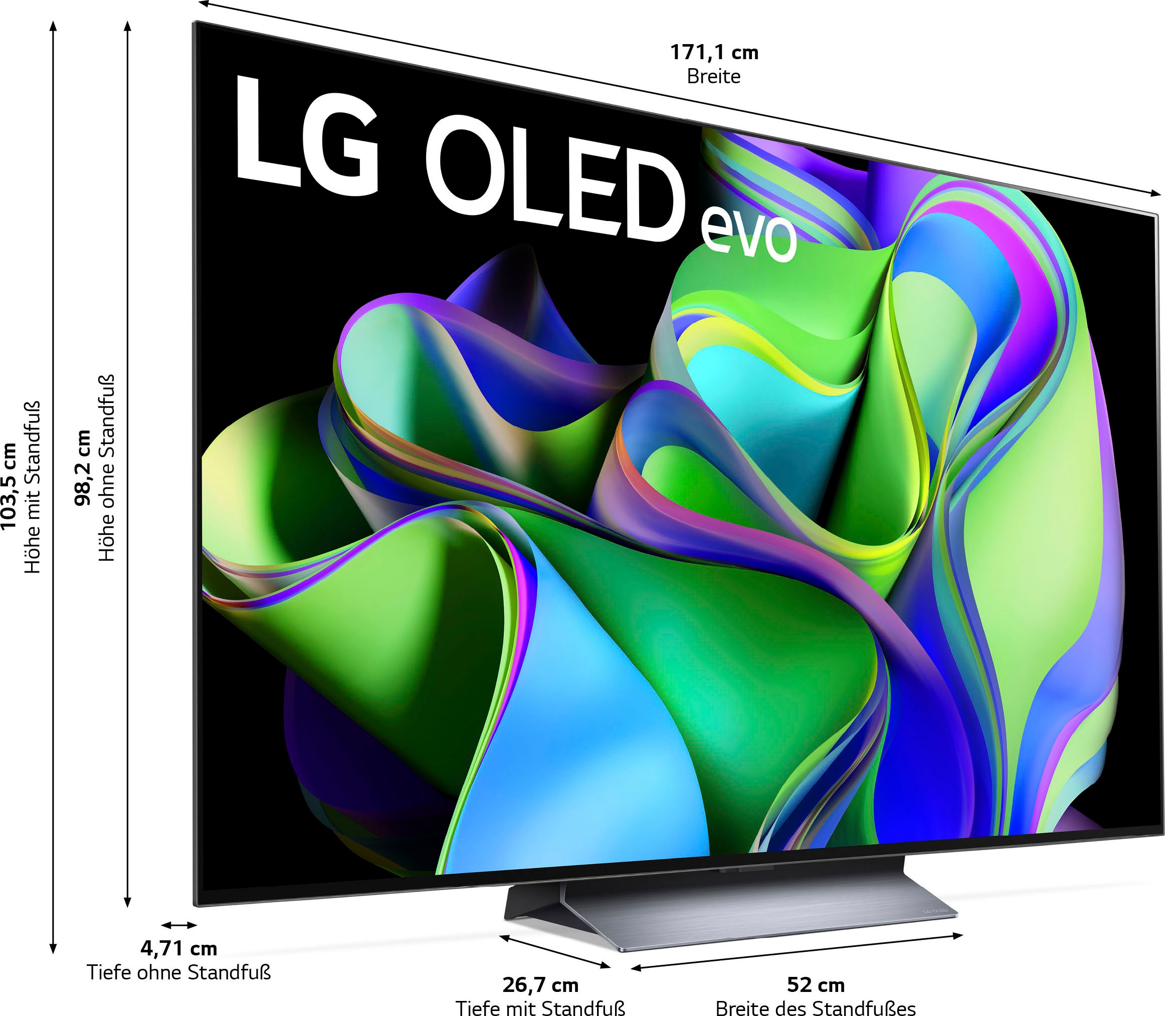 LG OLED-Fernseher »OLED77C37LA«, 4K Ultra HD, Smart-TV, OLED evo, bis zu 120 Hz, α9 Gen6 4K AI-Prozessor, Twin Triple Tuner