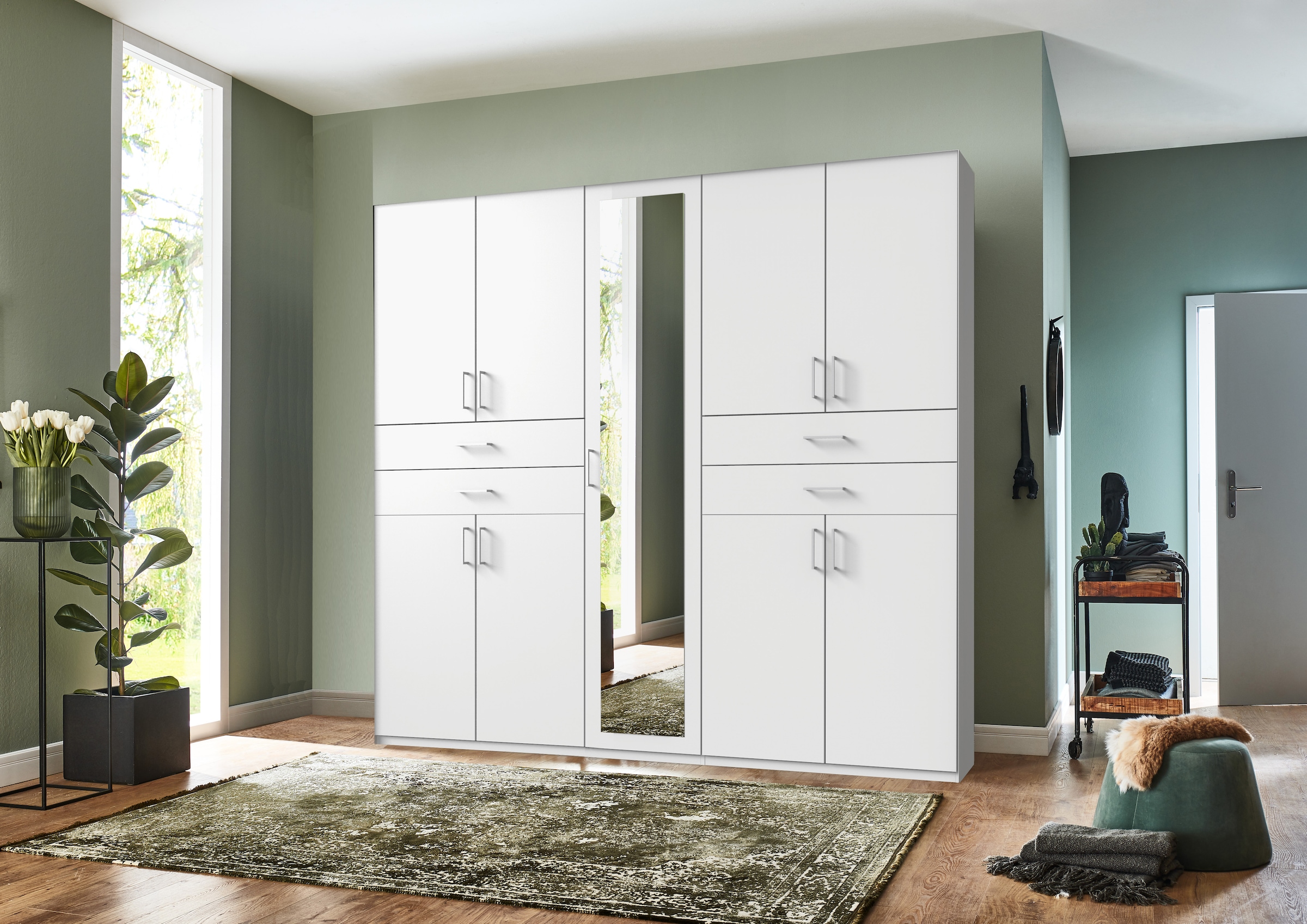 Wimex Kleiderschrank »Taiga Kleiderschrank mit Spiegel OTTOs Choice Topseller« mit Schubladen auf bequemer Höhe, Garderobe Schlafzimmerschrank