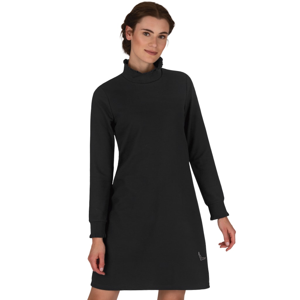 Trigema Jerseykleid »TRIGEMA Stehkragen Kleid mit Rüschen«, (1 tlg.)