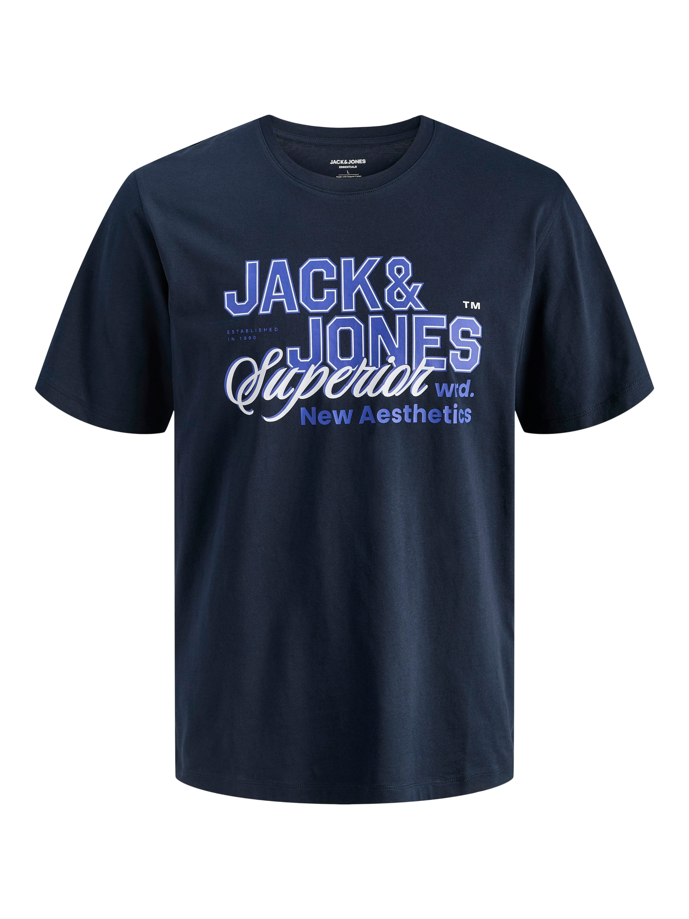 Jack & Jones PlusSize Rundhalsshirt »JJELOGO TEE SS O-NECK 2 COL SS26 SN PLS« mit auffälligem Print