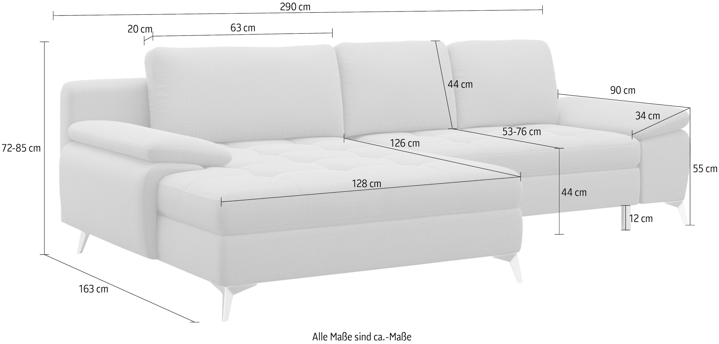 sit&more Ecksofa »Latigo L-Form« mit Mega-Recamiere, wahlweise mit Bettfunktion und Bettkasten