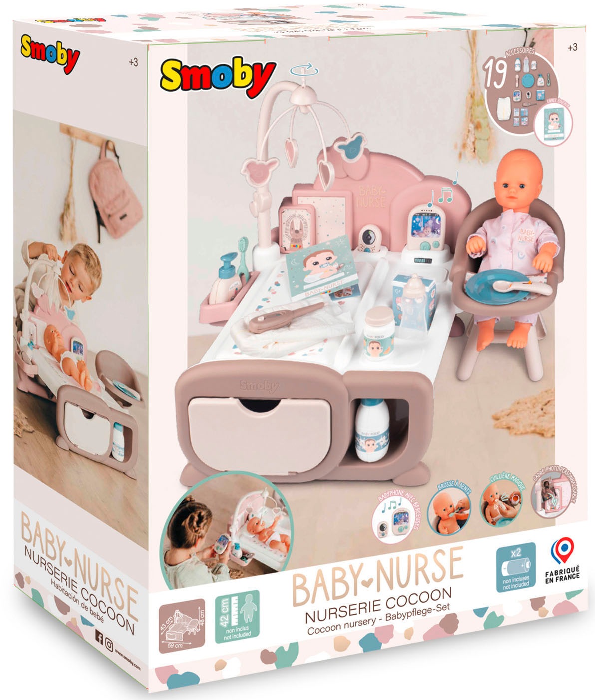 Smoby Puppen Pflegecenter »Baby Nurse, Cocoon 3-in-1«, mit Sound; Made in Europe