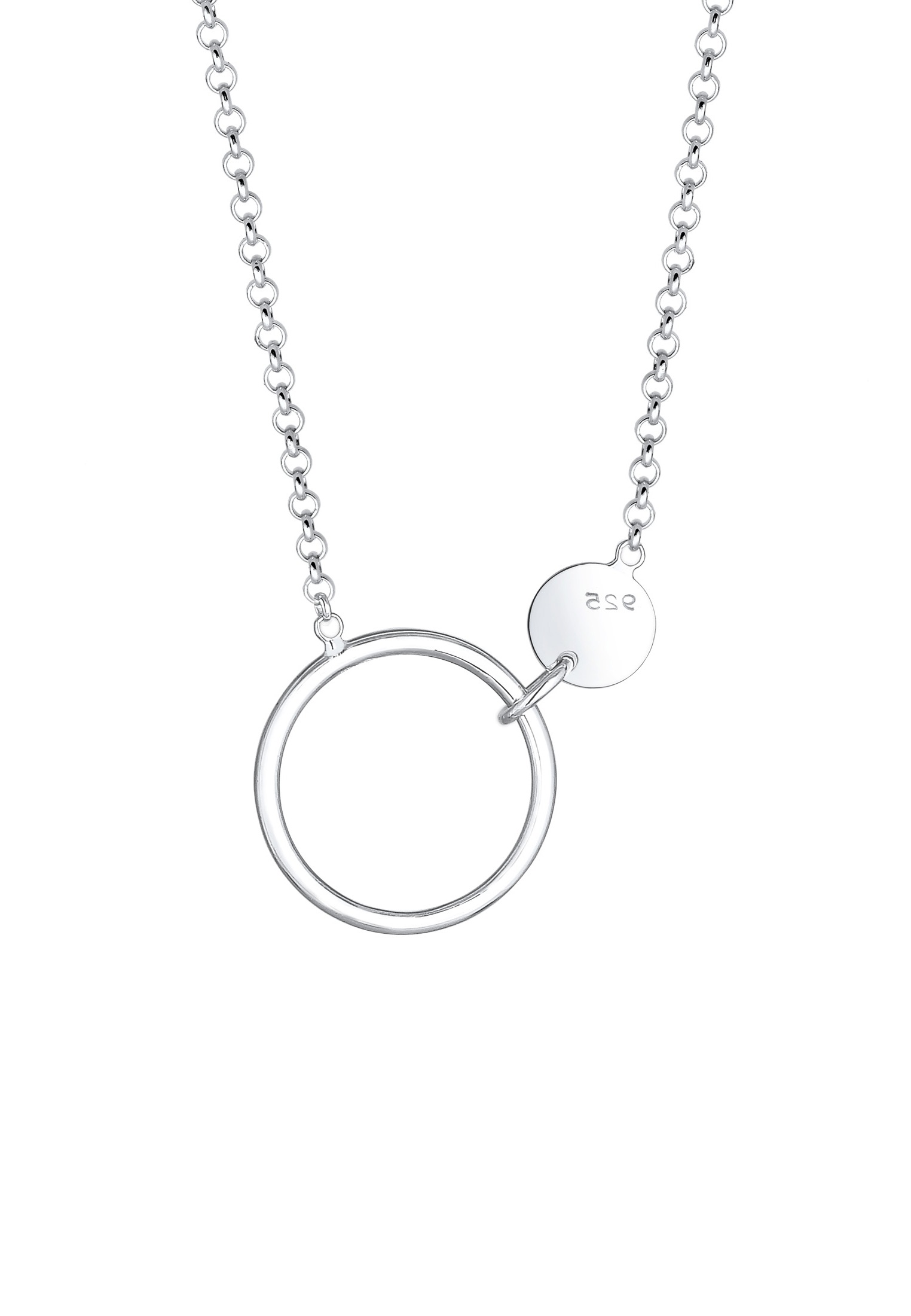 Elli Kette mit Anhänger »Halskette Erbskette Kreis Plättchen Geo Design 925 Sterling Silber«