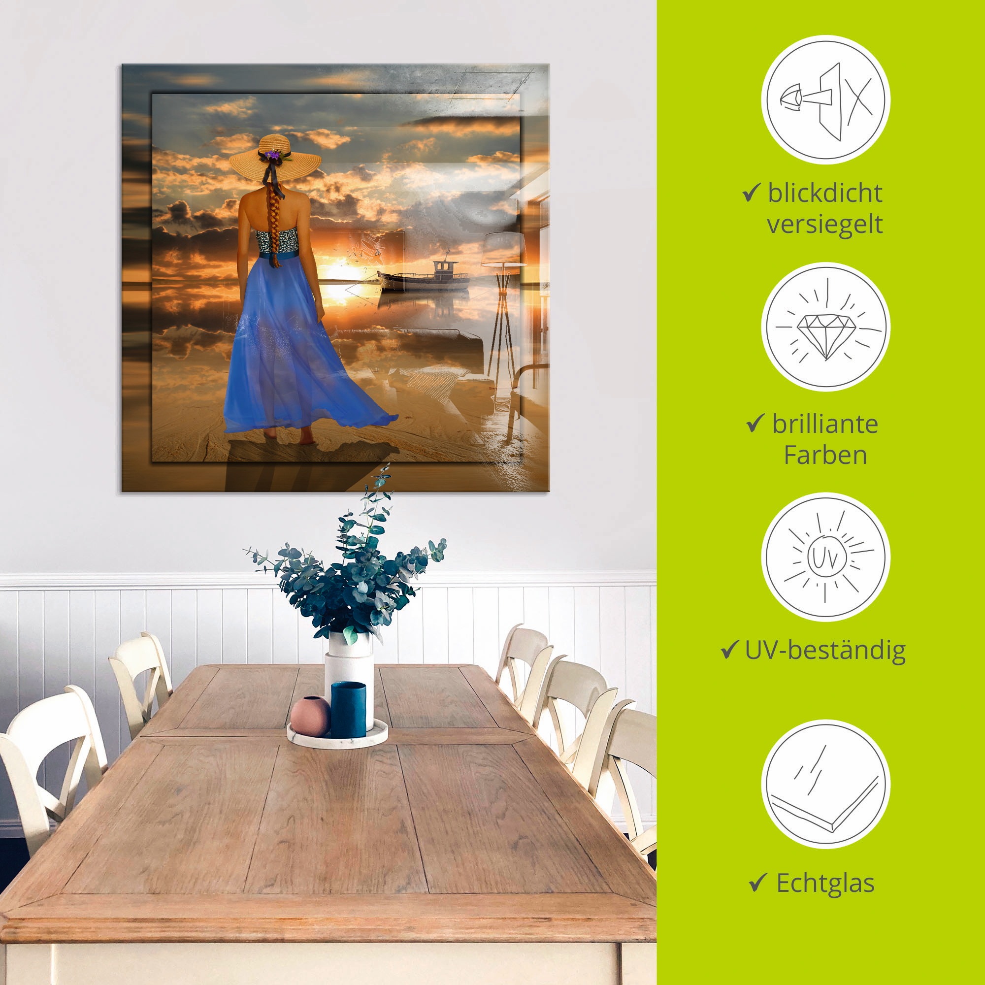 Artland Glasbild »Sommergefühle« Frau 1 Stk. tlg. in verschiedenen Größen