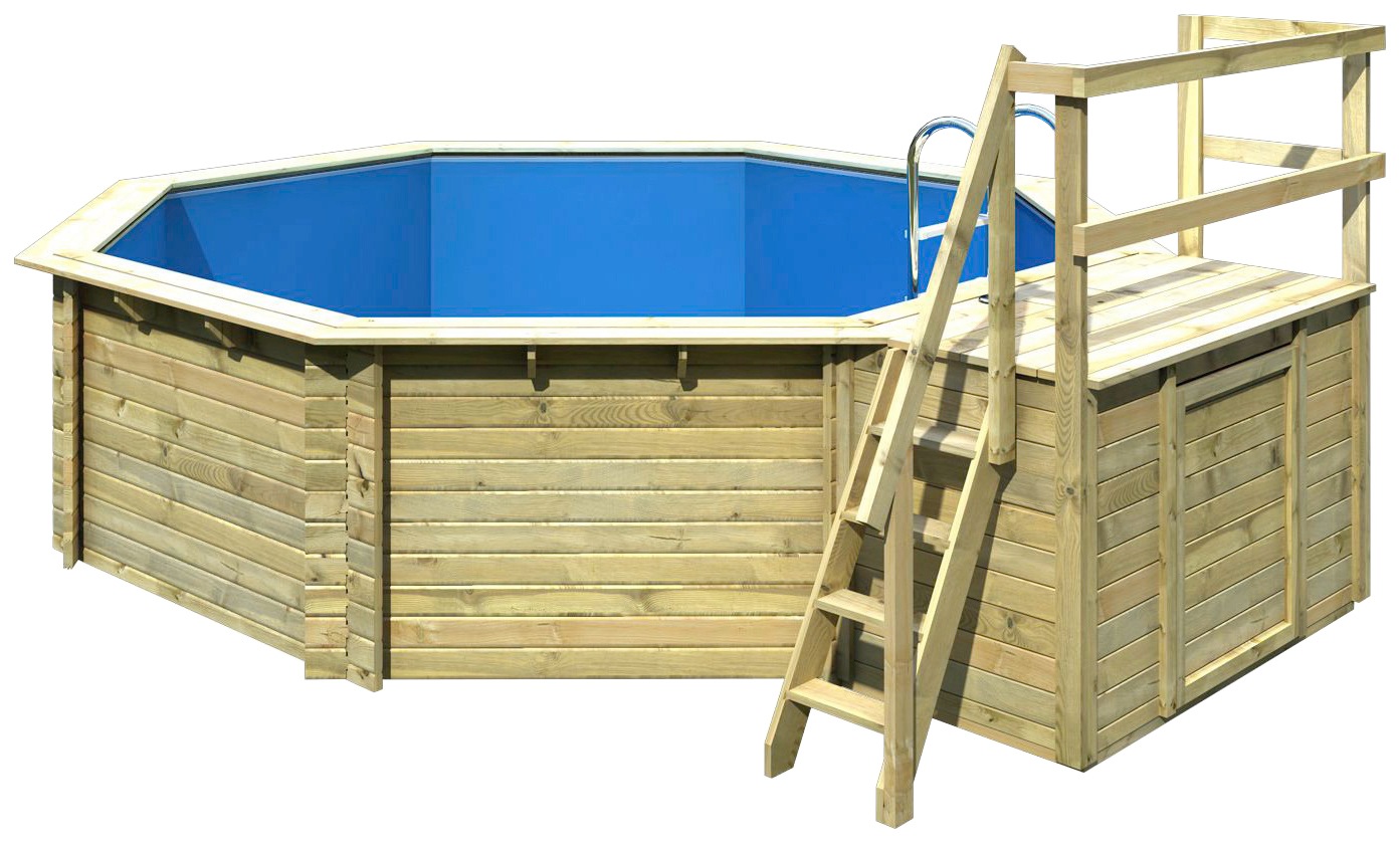Karibu Achteckpool »TOSCANA Set B ØxH: 428x124 cm« 38 mm kesseldruckimprägniertes Fichtenholz