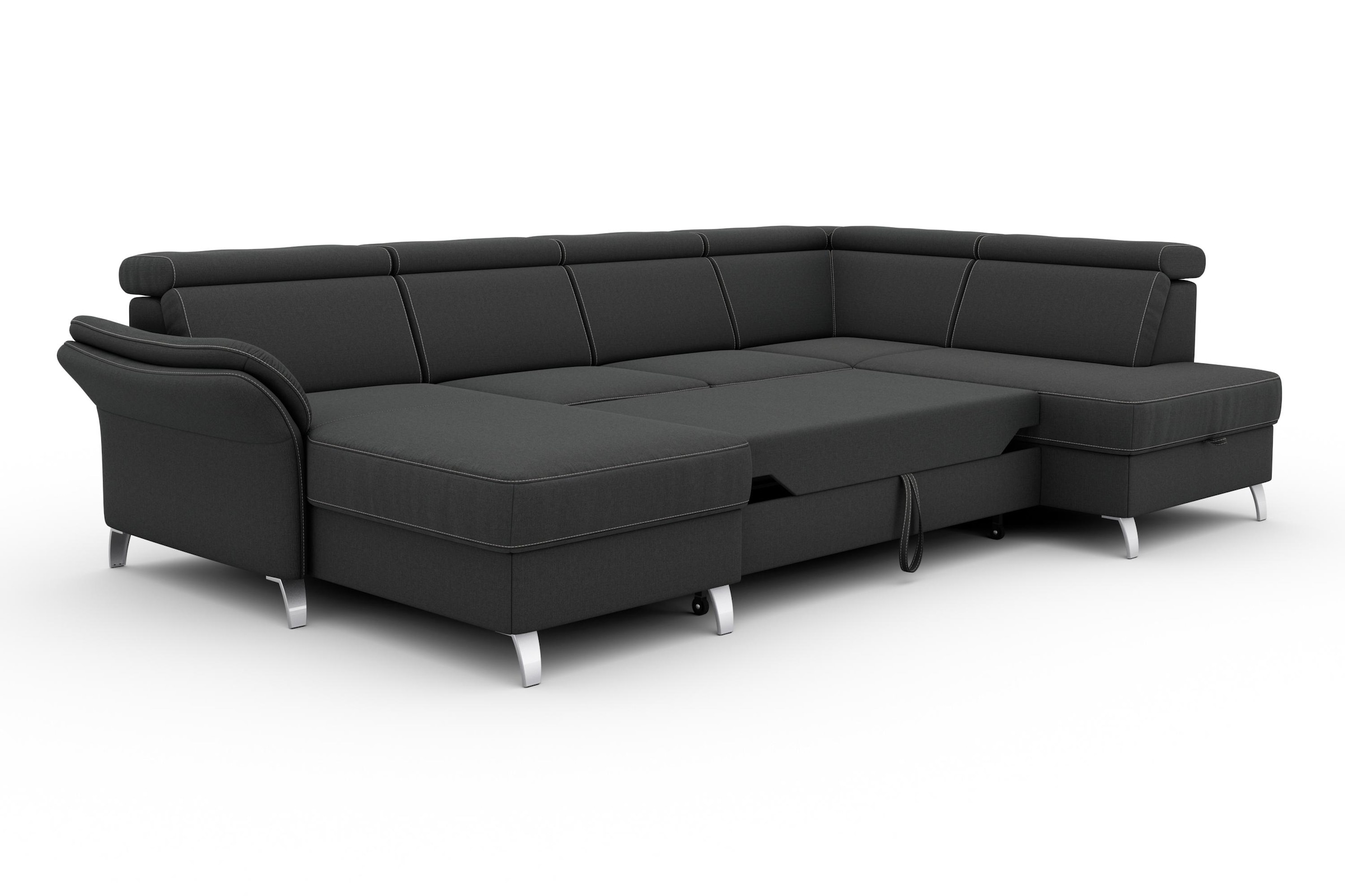 sit&more Wohnlandschaft »Vincenzo U-Form«, inklusive Kopfteilverstellung, wahlweise mit Bettfunktion, Bettkasten