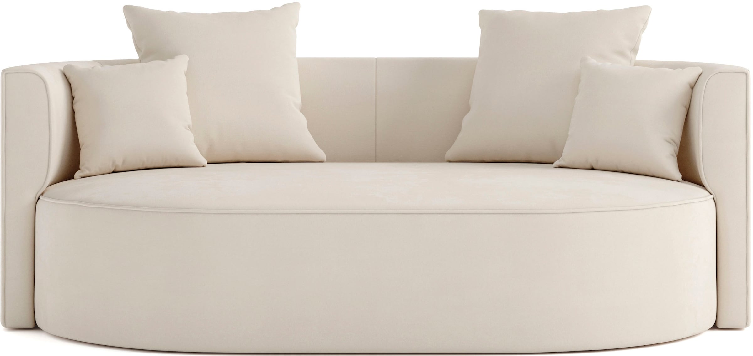 LeGer Home by Lena Gercke 2,5-Sitzer »ISALIE, rundes Loungesofa, mit Kissen, perfekt gepolstert«, moderne Stoffe, mit 4 Zierkissen, extra große Sitzfläche