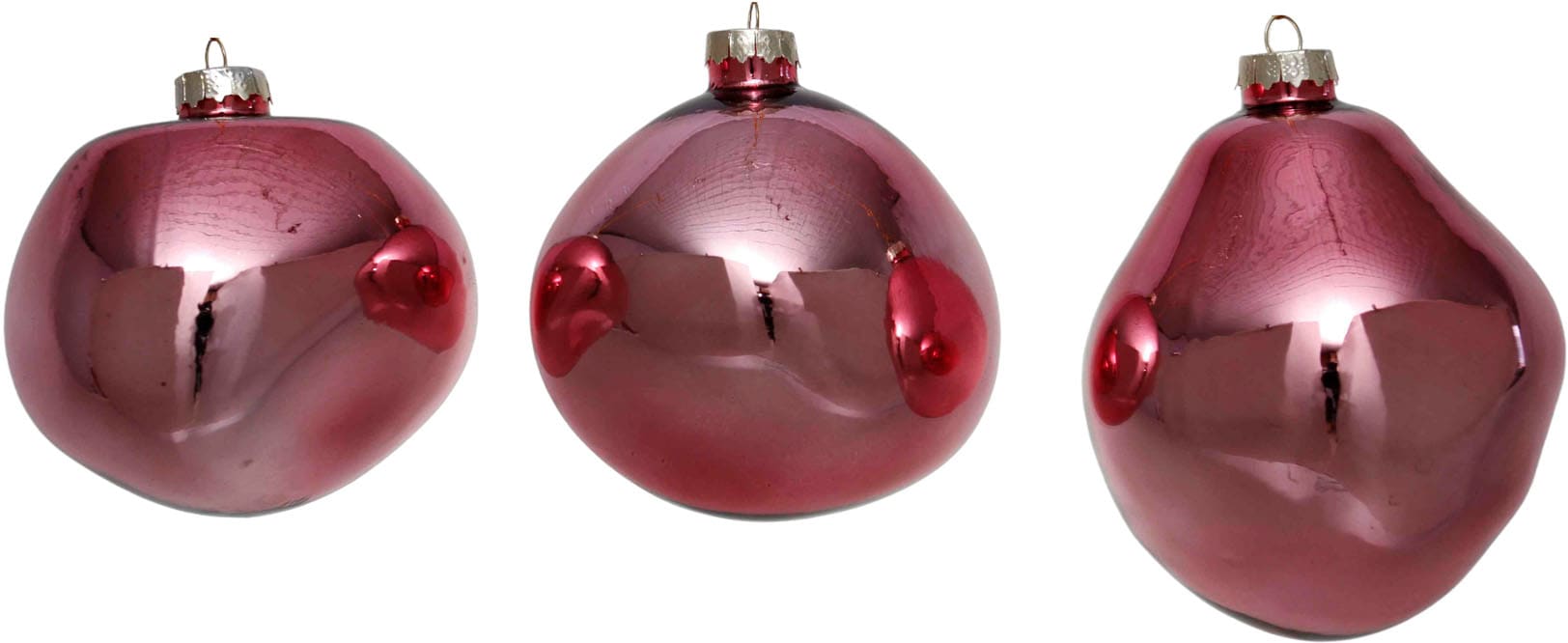 Leonique Weihnachtsbaumkugel »Birdelle glänzend, Weihnachtsdeko, Christbaumschmuck, Christbaumkugeln«, (Set, 12 St.), Baumkugeln in organischer Form, Ø ca. 6 cm, organische Kugeln aus Glas