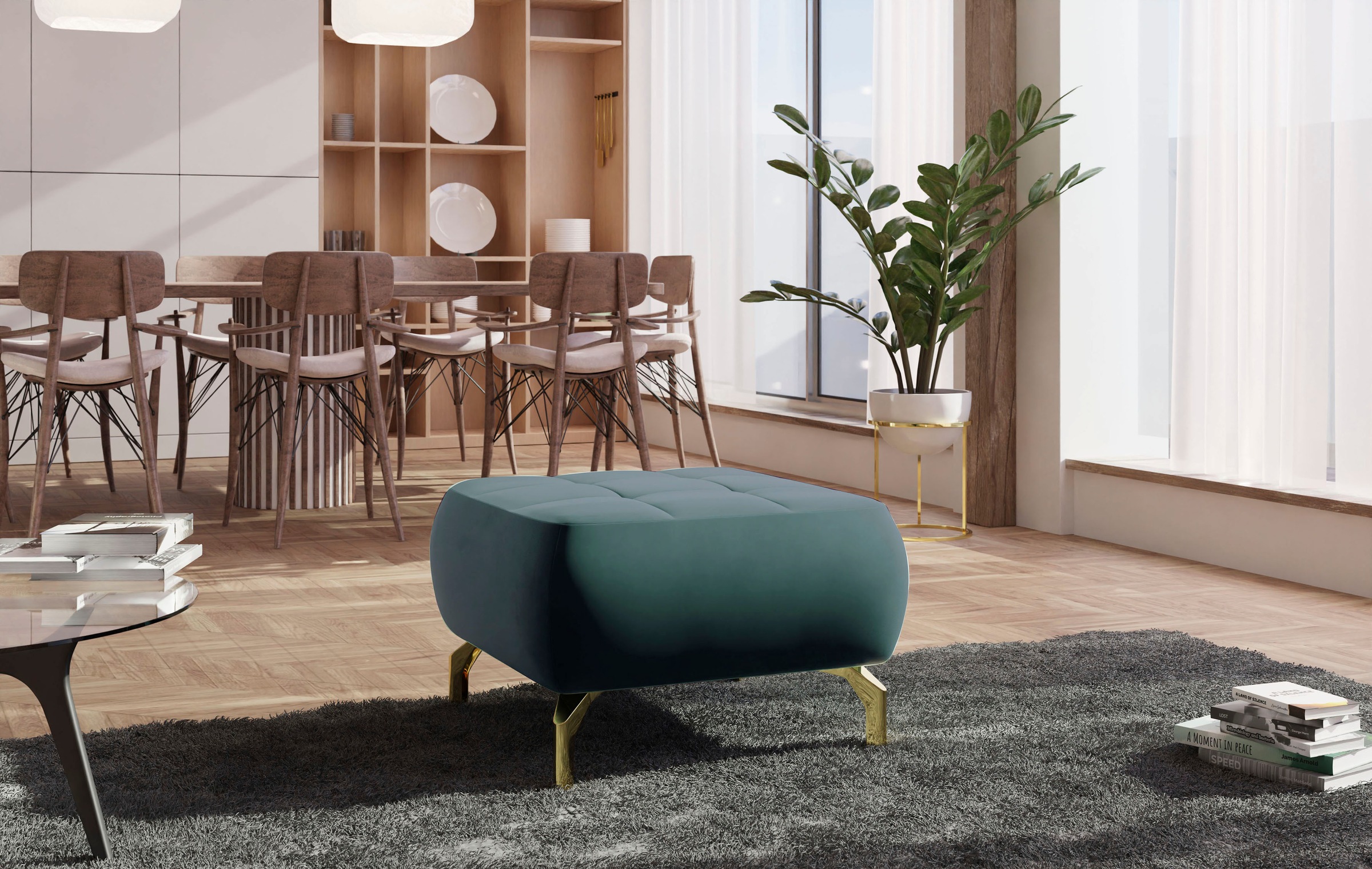 sit&more Polsterhocker »Orient 1«, goldfarbene Metallfüße