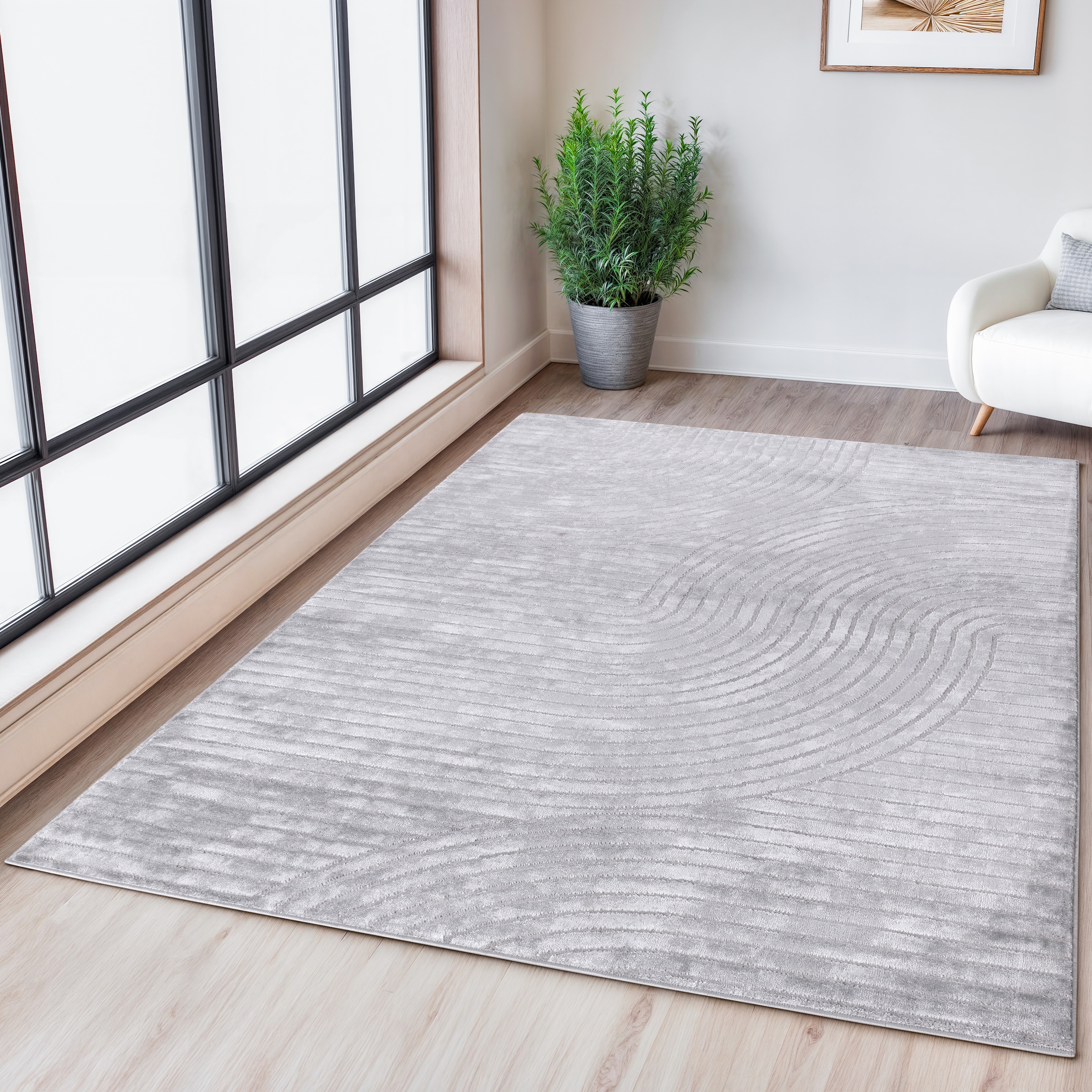 OTTO home Teppich »Luvu, mit Hoch-Tief-Struktur« rechteckig 12 mm Höhe Modernes Design, Boho-Charme, dezenter Glanz, Wohnzimmer, Schlafzimmer