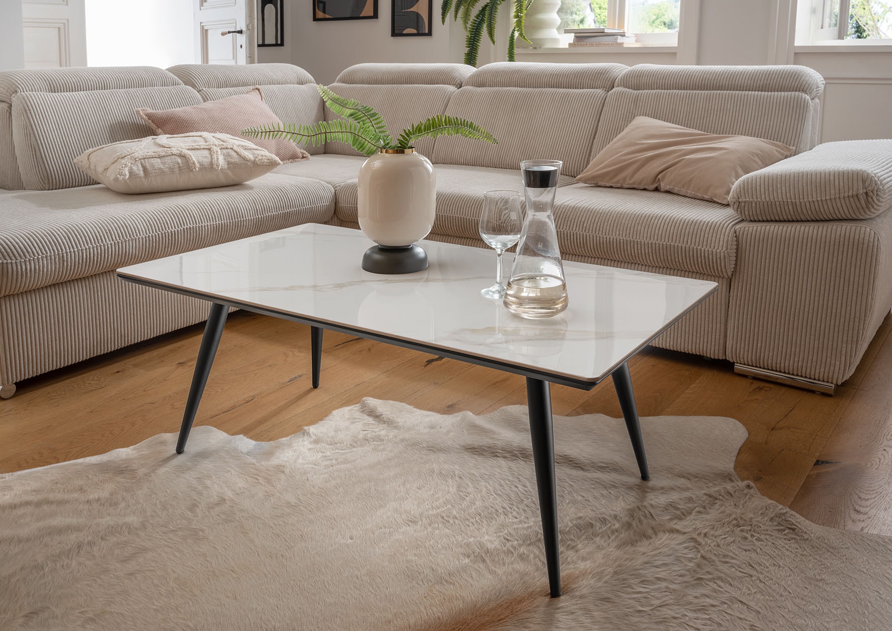 Paroli Couchtisch, in moderner Marmoroptik, Breite 110 cm