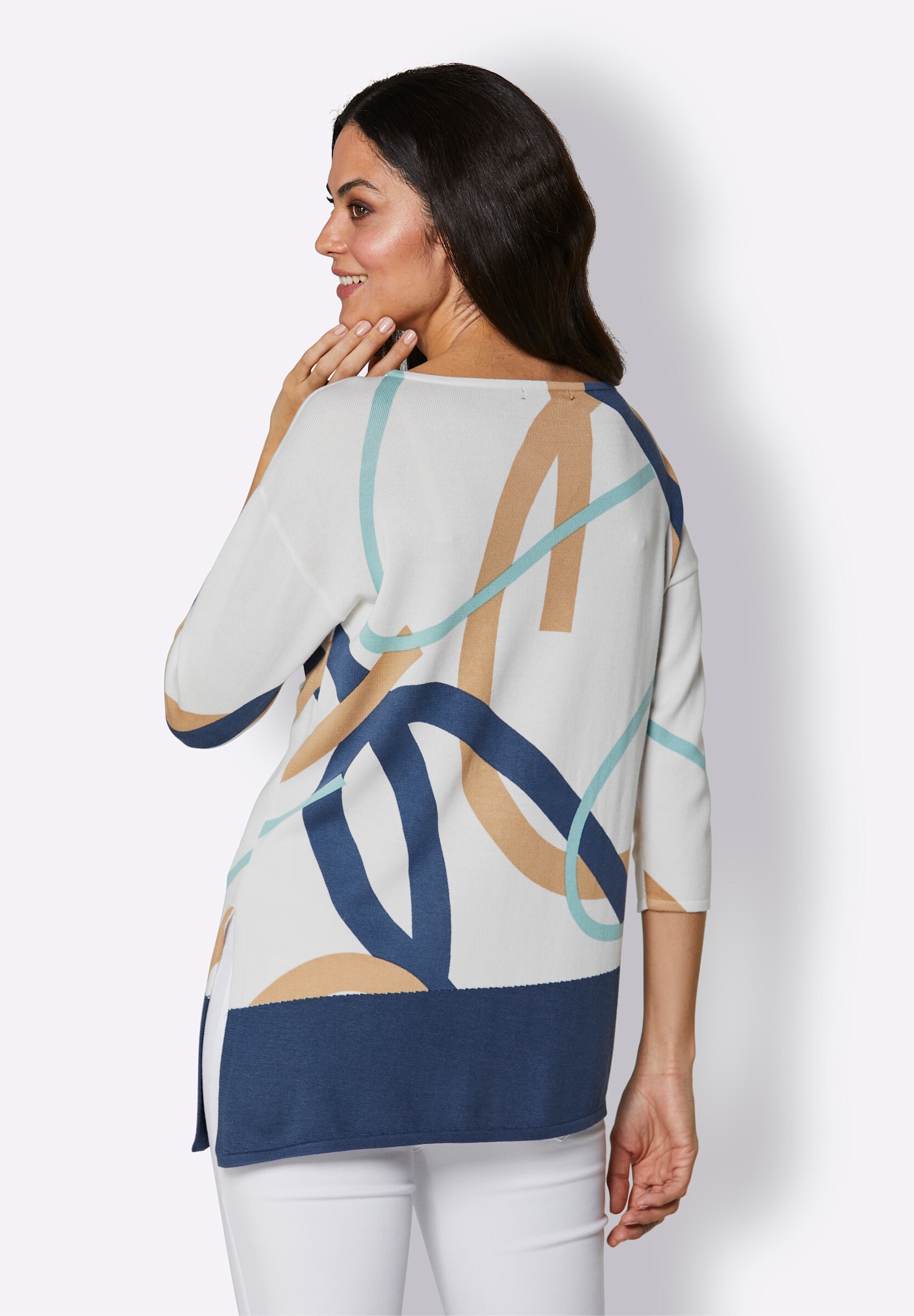 creation L Strickpullover »Modal-Baumwoll-Pullover 3/4 Arm-Pullover mit asymmetrischem Saum«