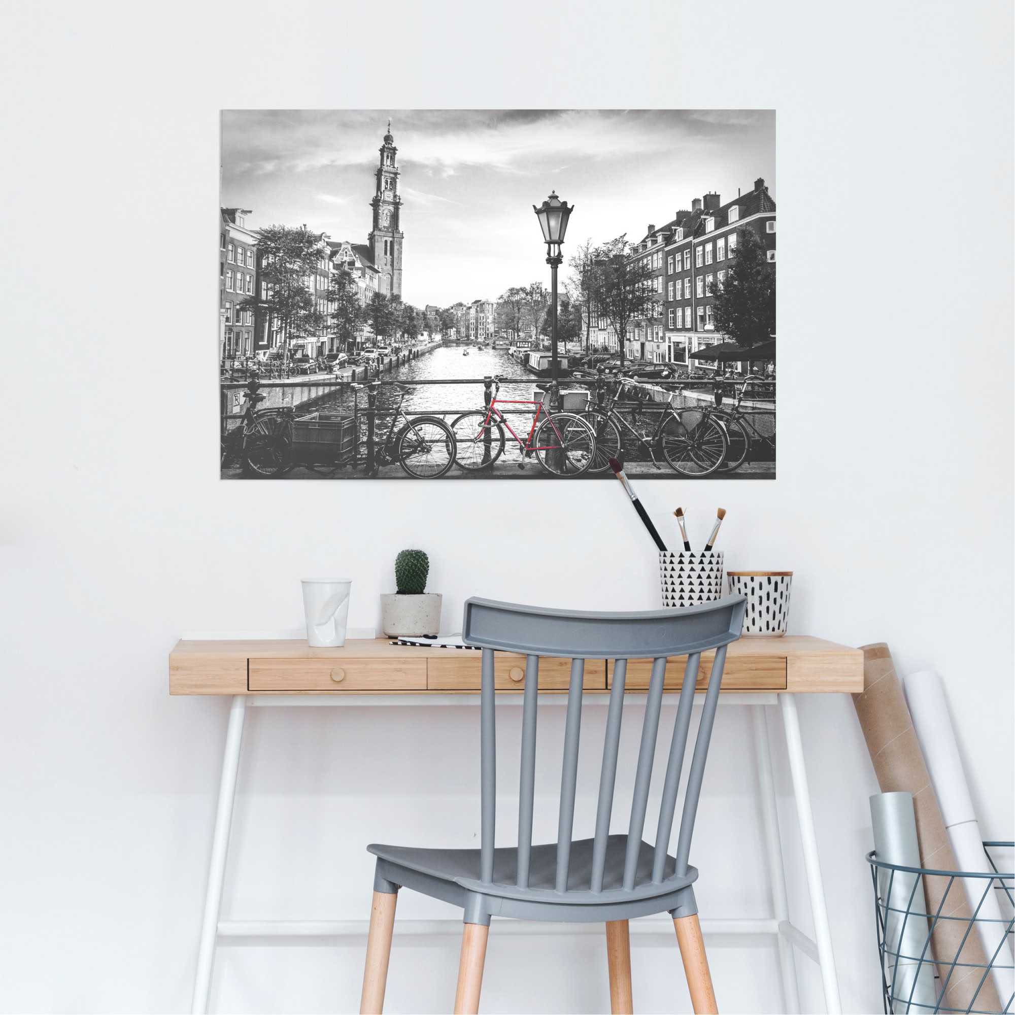 Reinders! Poster »Die Grachten von Amsterdam Brücke - Fahrrad - Stadt - Die Niederlande«, (1 St.)