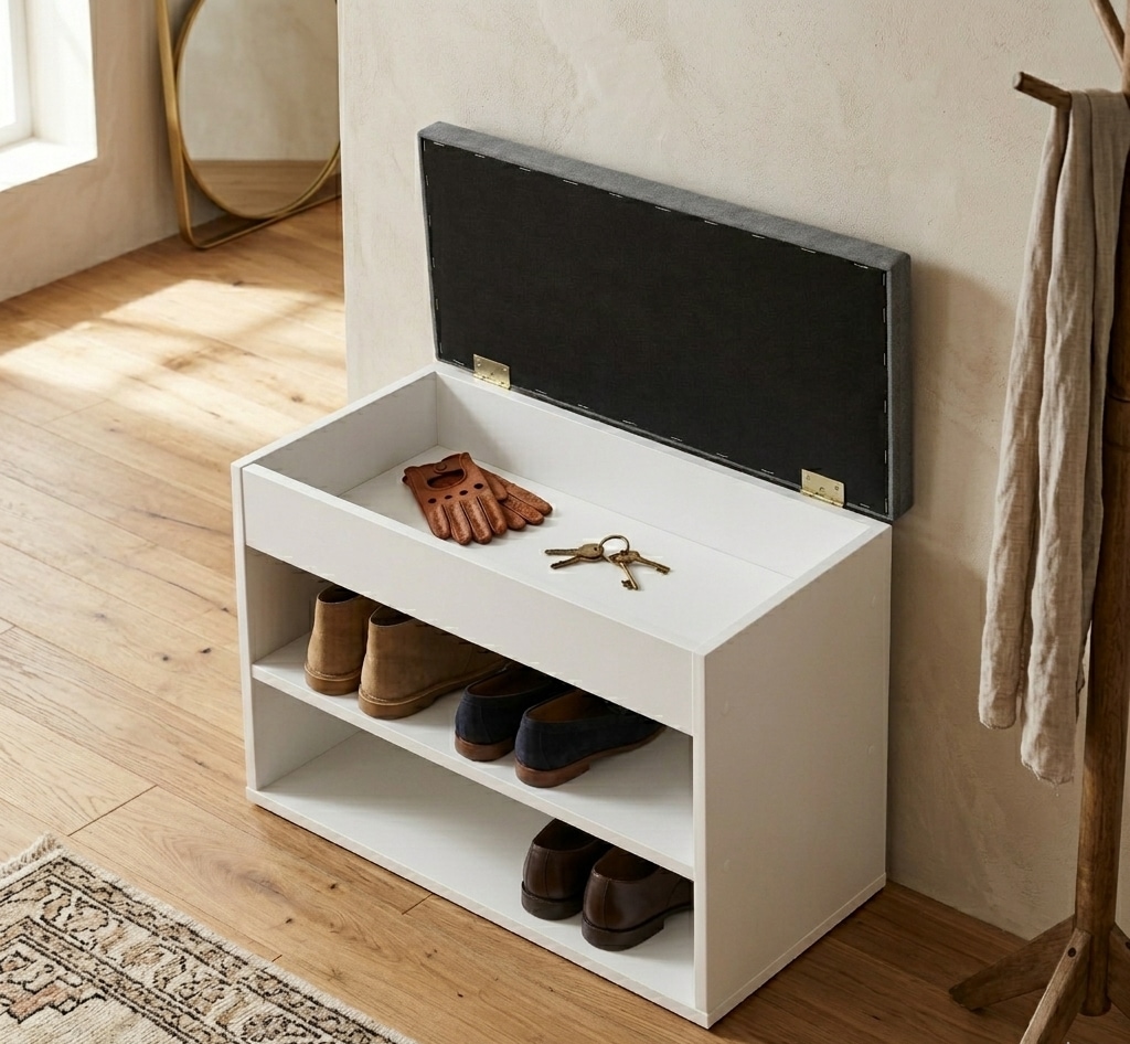 OTTO home Schuhbank »Schuchschrank 60,  Schuhregal, Schuhtruhe, Schuhkommode, Sitzbank« Inkl. bequemem Sitzkissen mit Stauraum darunter