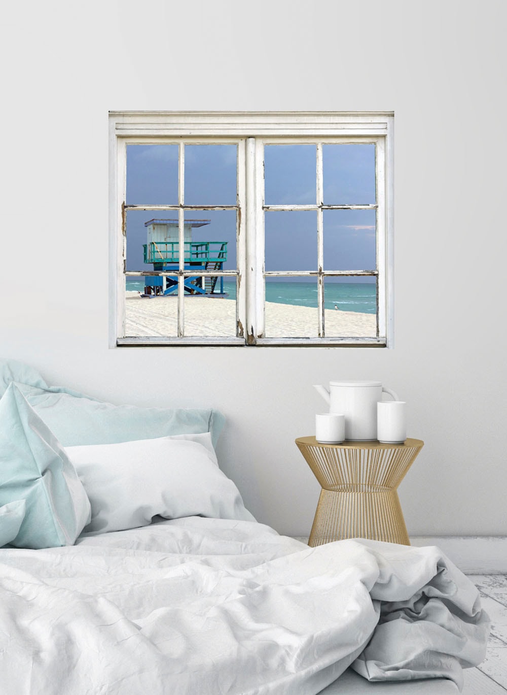 queence Wandsticker »Hütte am Strand«, Wandsticker, Wandbild, selbstklebend, Hütte, Strand