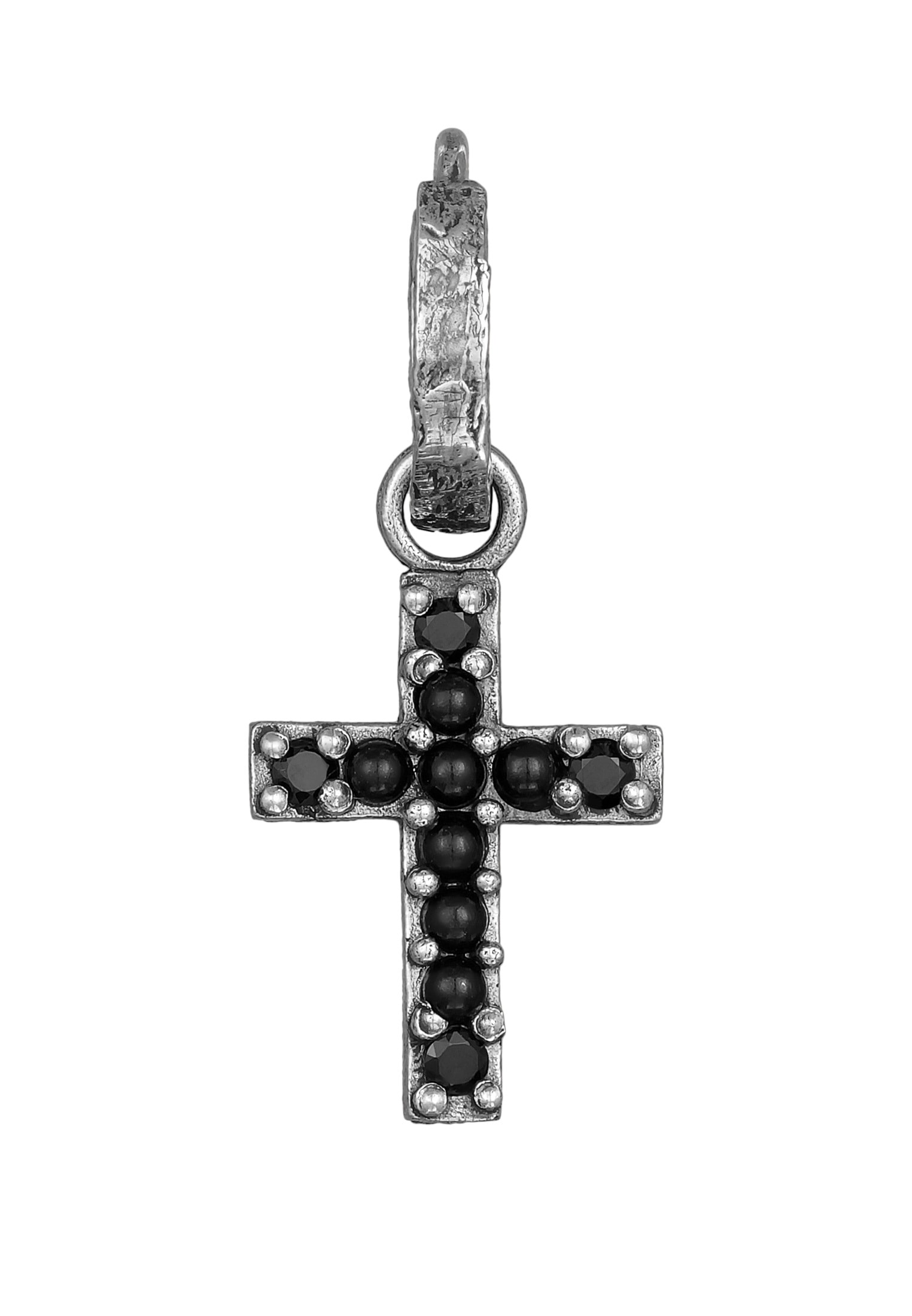 HAZE & GLORY Paar Creolen »Ohrringe Single Creole Kreuz Zirkonia Schwarz 925 Silber«