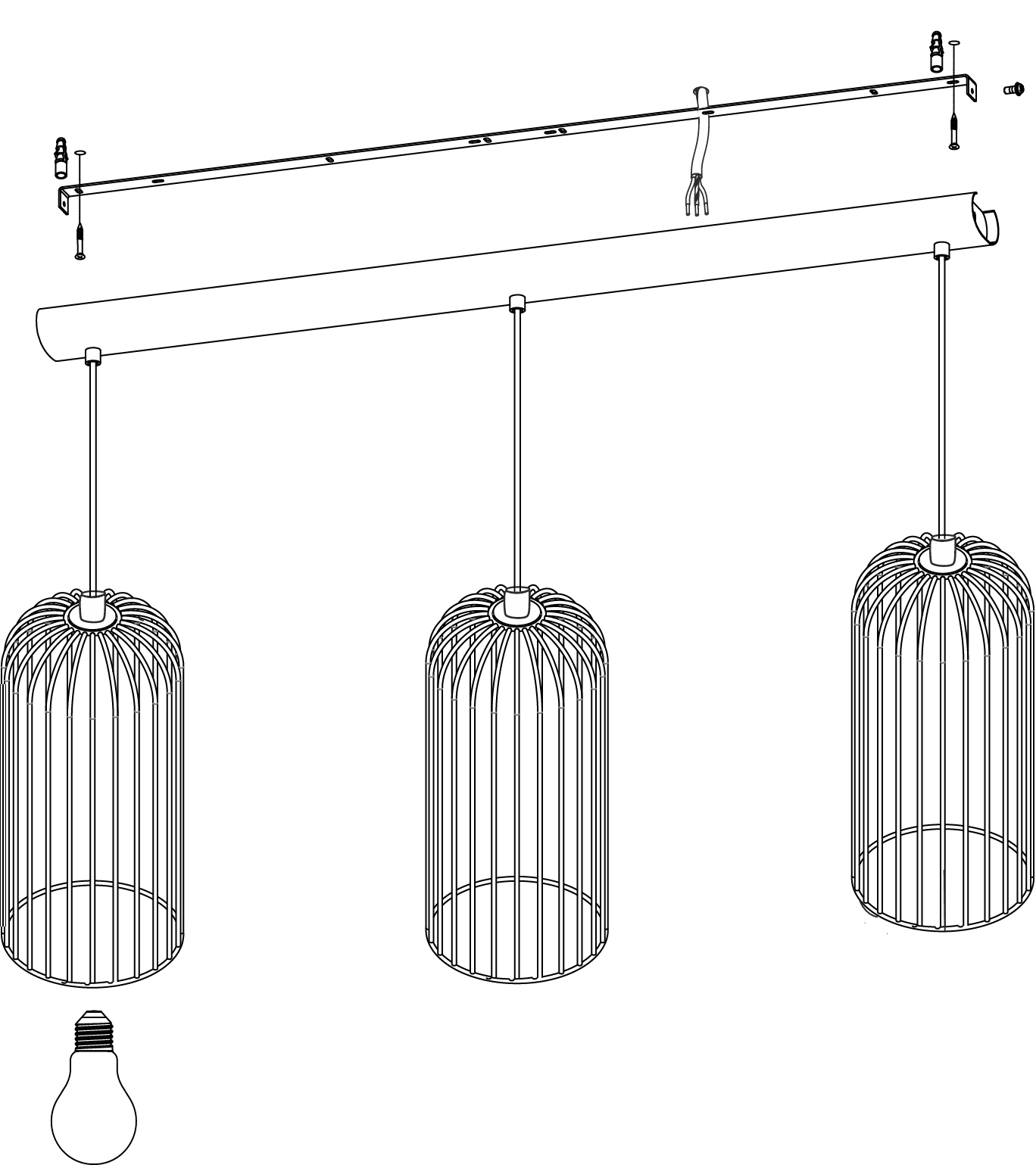 EGLO Hängeleuchte »ROCCAMENA Pendellampe, IP20, E27, Stahl, Vintage, Esstischlampe, Lampe«, 3 flammig, Leuchtmittel E27 | ohne Leuchtmittel, Hängeleuchte, L73 x B13 x H110 cm, schwarz, kupfer, 3X60W exkl.