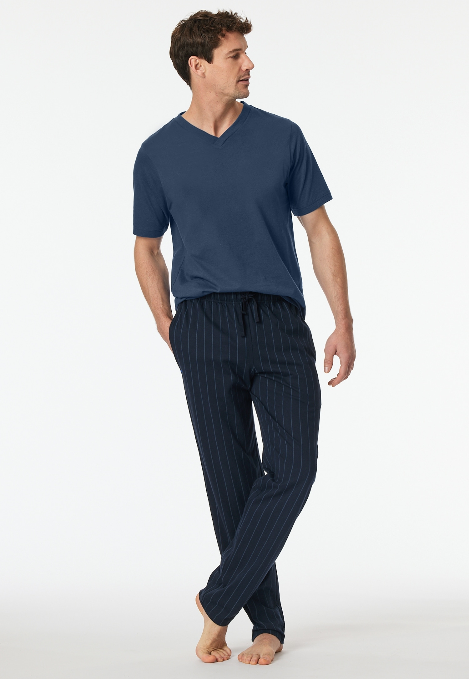 Schiesser Pyjamahose »Mix + Relax«, gestreift, seitliche Taschen, Bindekordel