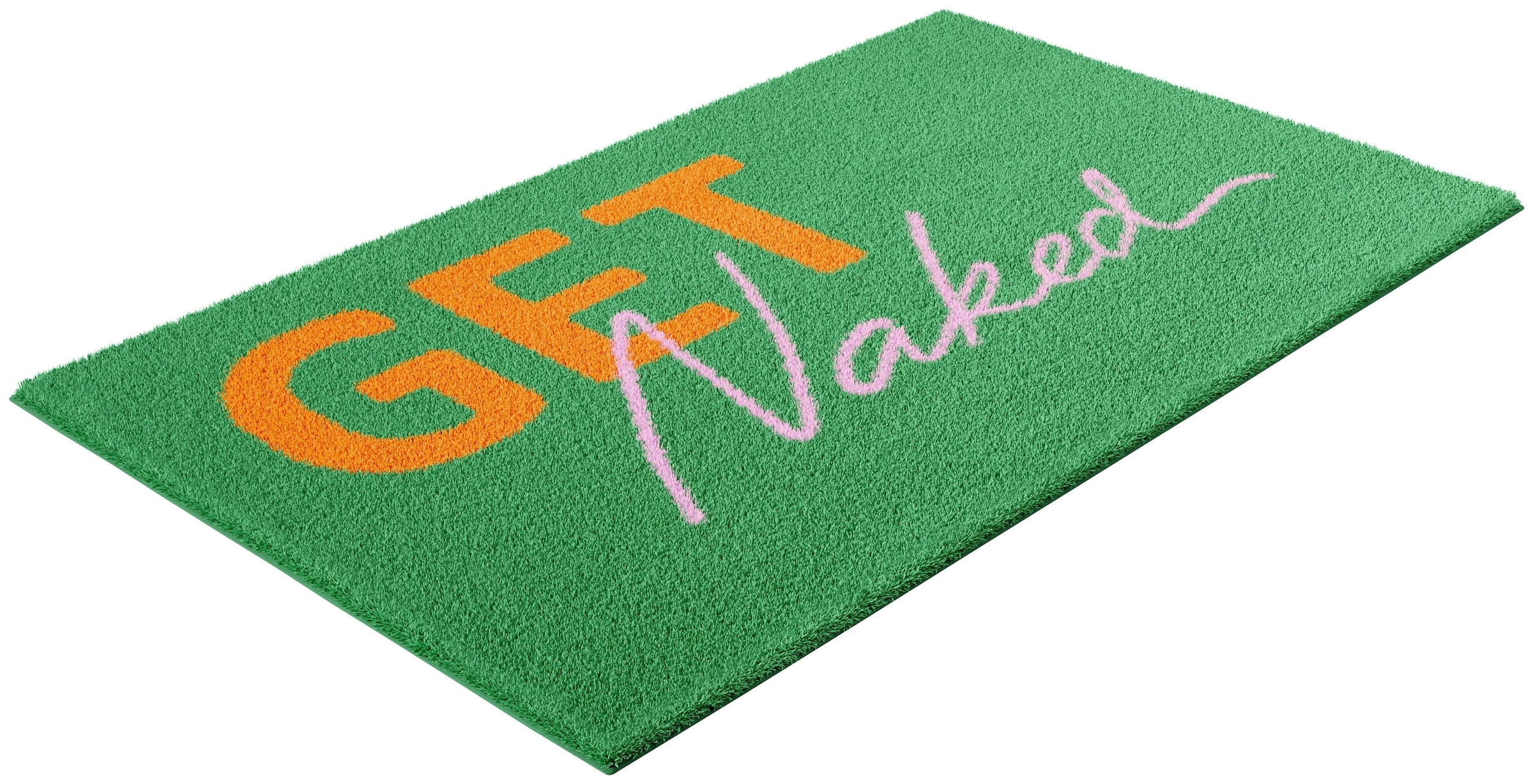 OTTO home Badematte »Get Naked, modern, Badvorleger, Badezimmer Teppich« Höhe 20 mm rutschhemmend beschichtet schnell trocknend Badteppich, mit Schriftzug, 2 Varianten, rechteckig