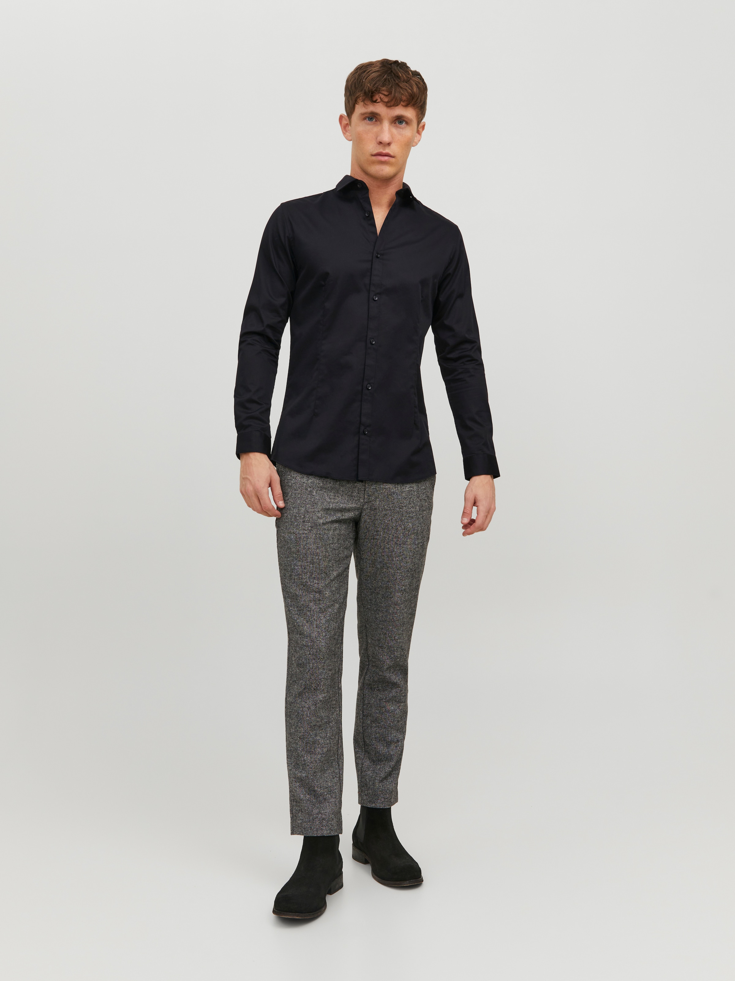Jack & Jones Businesshemd »JJPRPARMA in Skinny Fit, Stretchanteil und verstellbaren Manschetten« sehr schmal, Web, Baumwollmischung