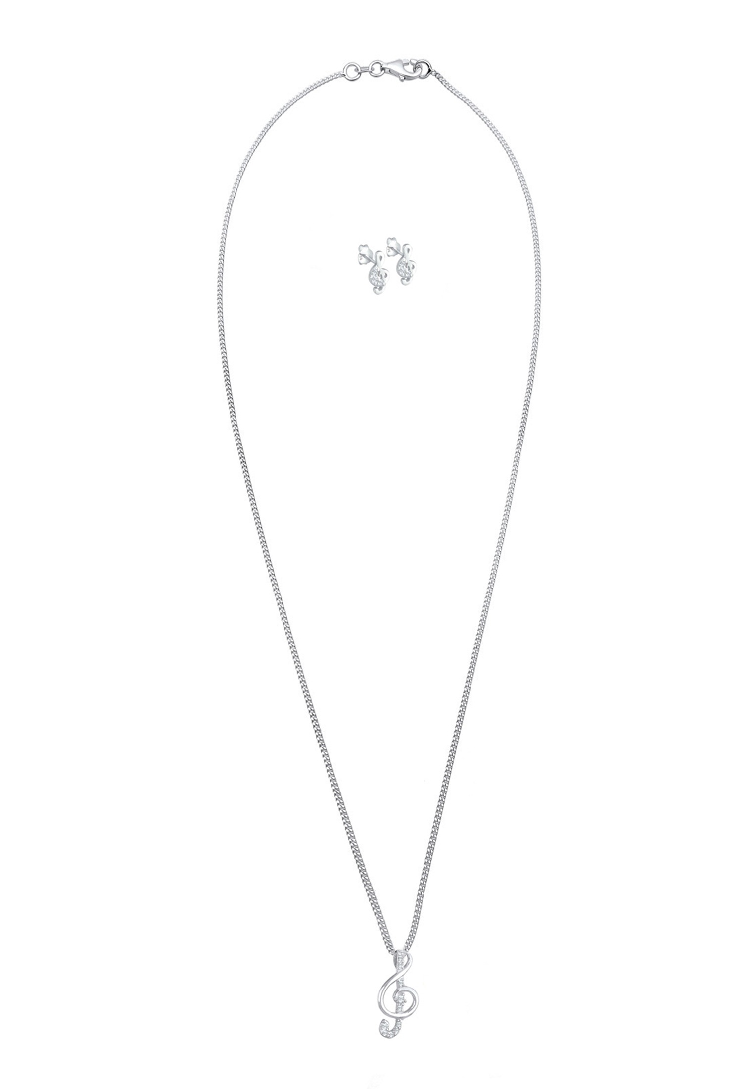 Elli Ohrring und Ketten Set »Schmuckset Notenschlüssel Weiß 925 Sterling Silber, mit Kristallen von Swarovski®«