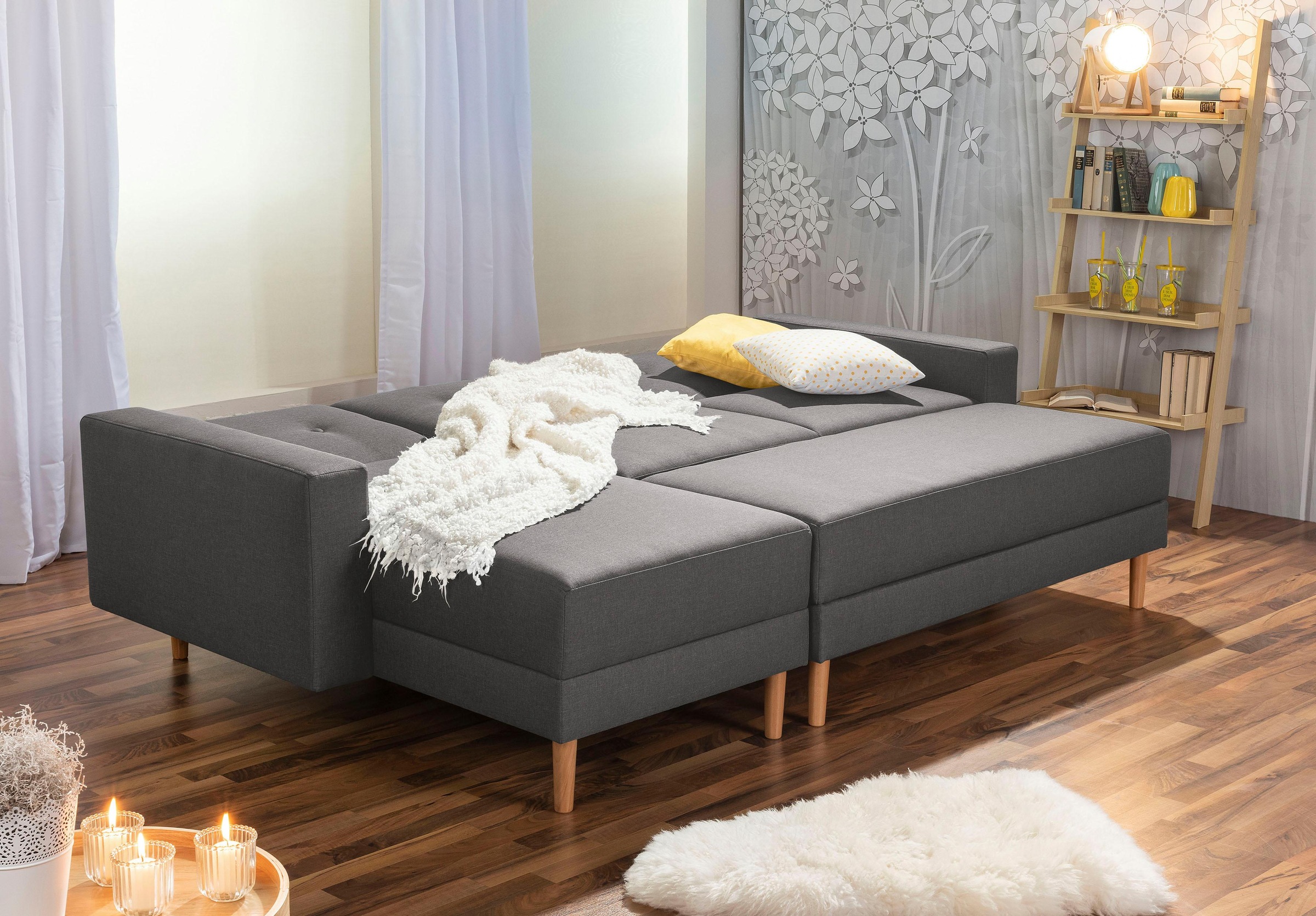 Max Winzer® Ecksofa »Just Chill«, Schlafsofa mit Recamiere, Rückenverstellung, inklusive Stauraumhocker