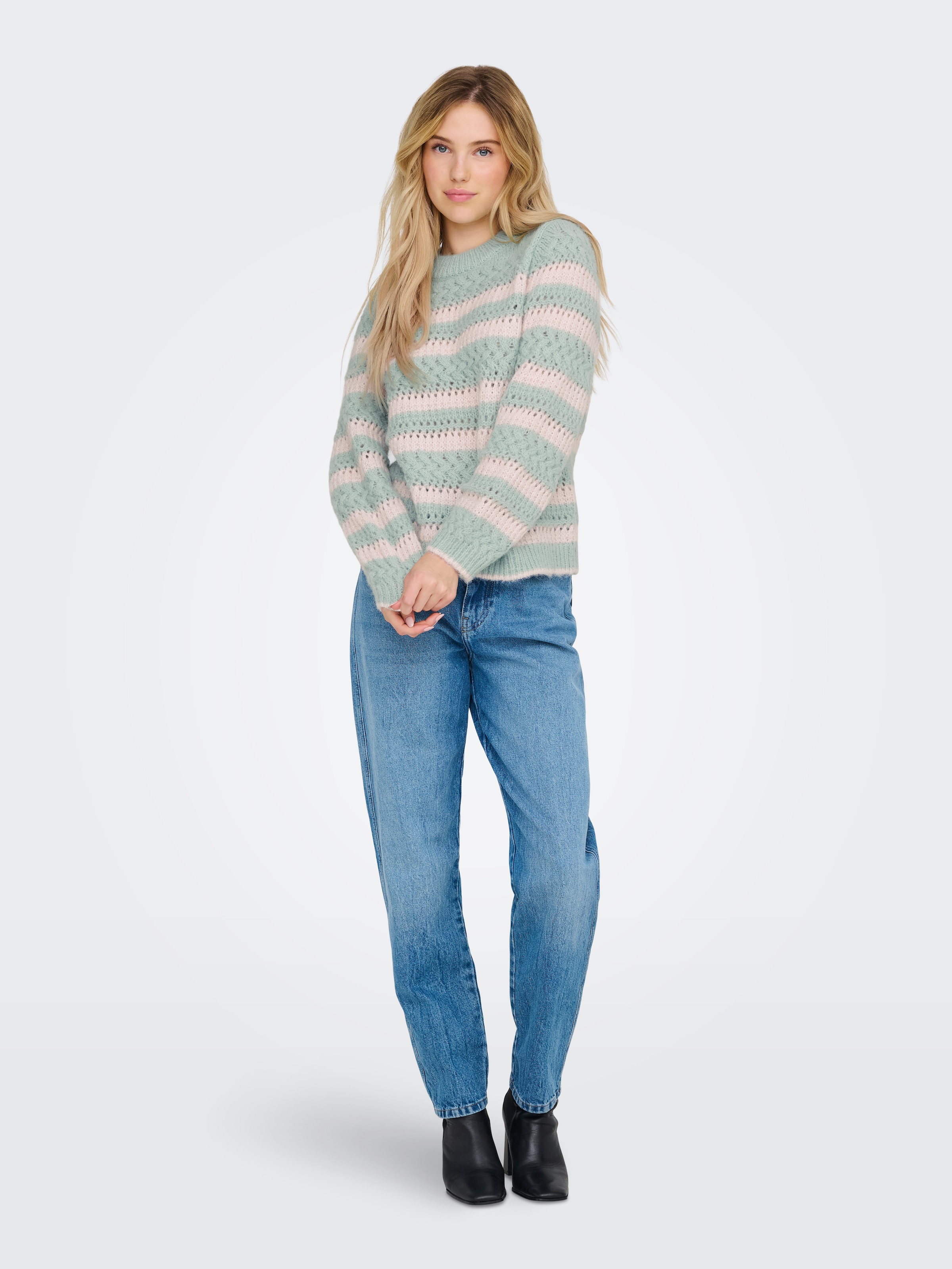 ONLY Rundhalspullover »ONLKIMA LS LIFE STRIPE O-NECK CC KNT«