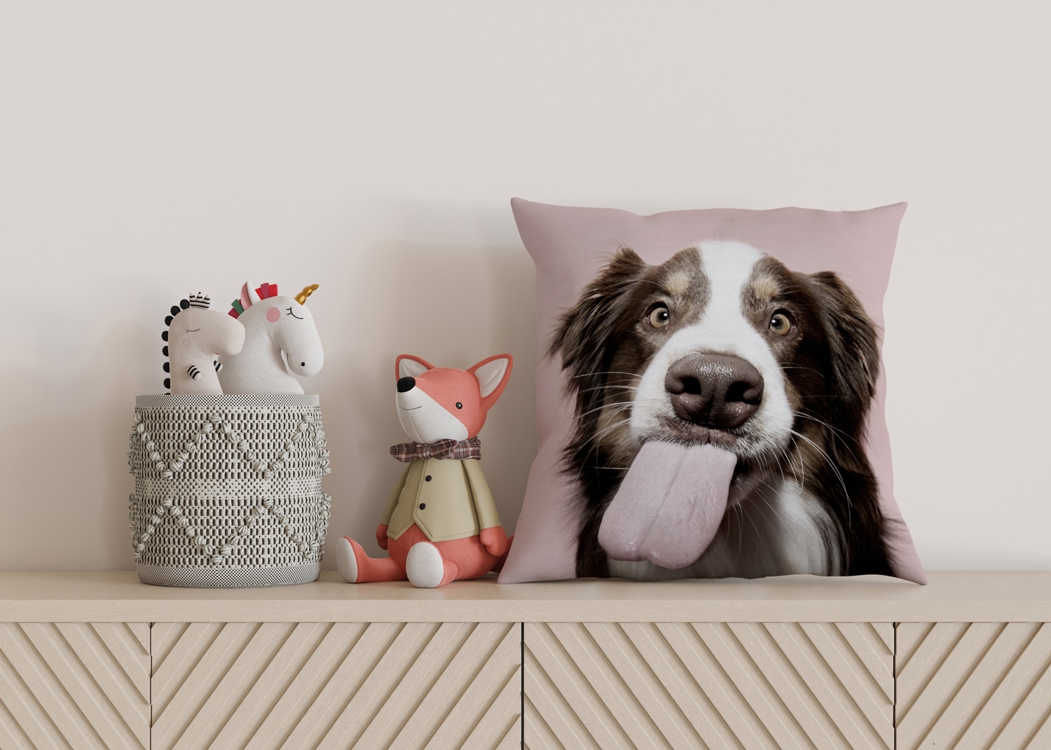queence Dekokissen »Hundezunge«, Kissenhülle mit HD Premium Druck, geruchsneutral, 40x40cm