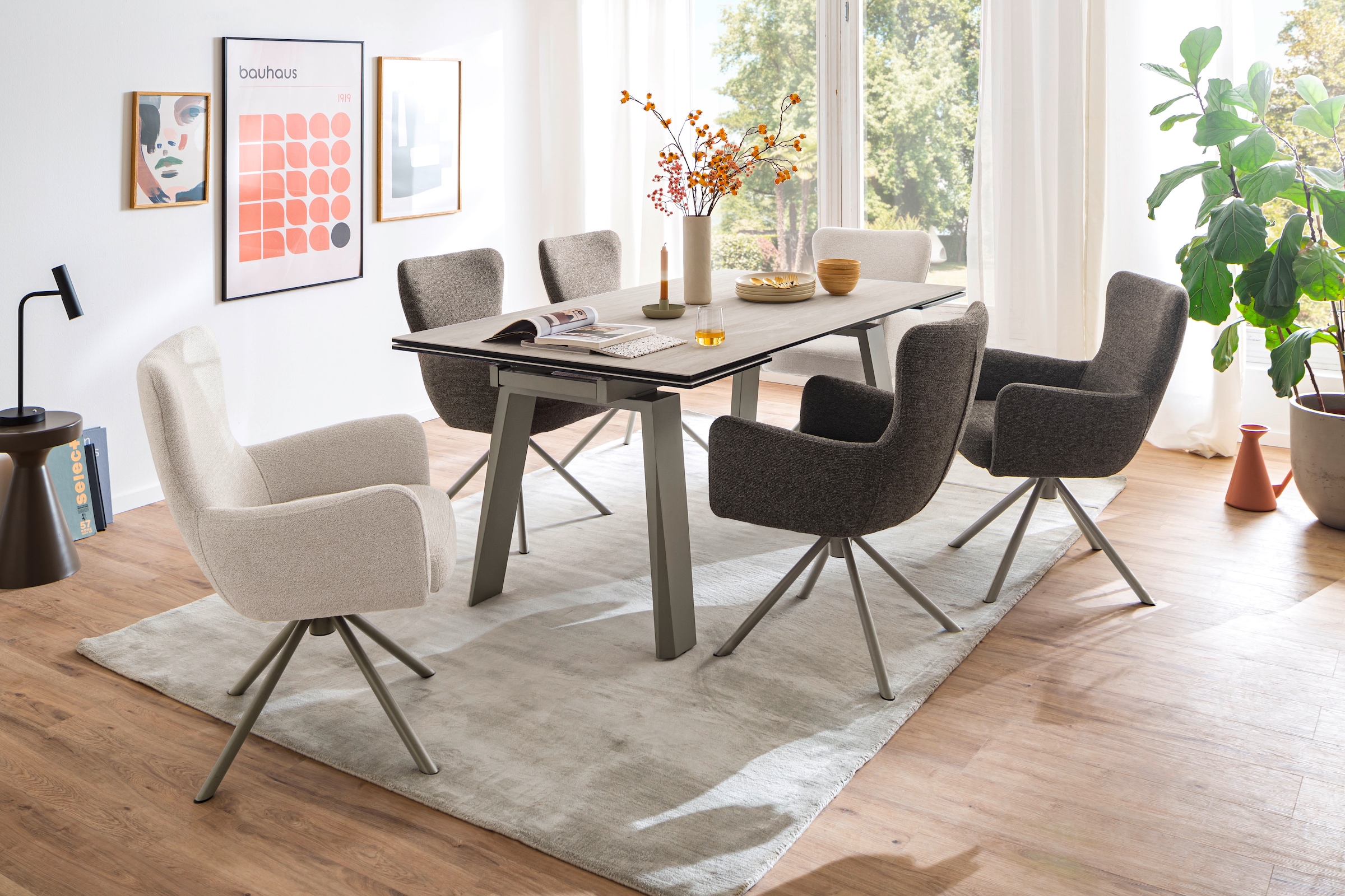 MCA furniture Esstisch »Kalamata« 1 Stk. tlg. Auszugstisch, Stirnauszug, Metallgestell, Keramik, Sicherheitsglas