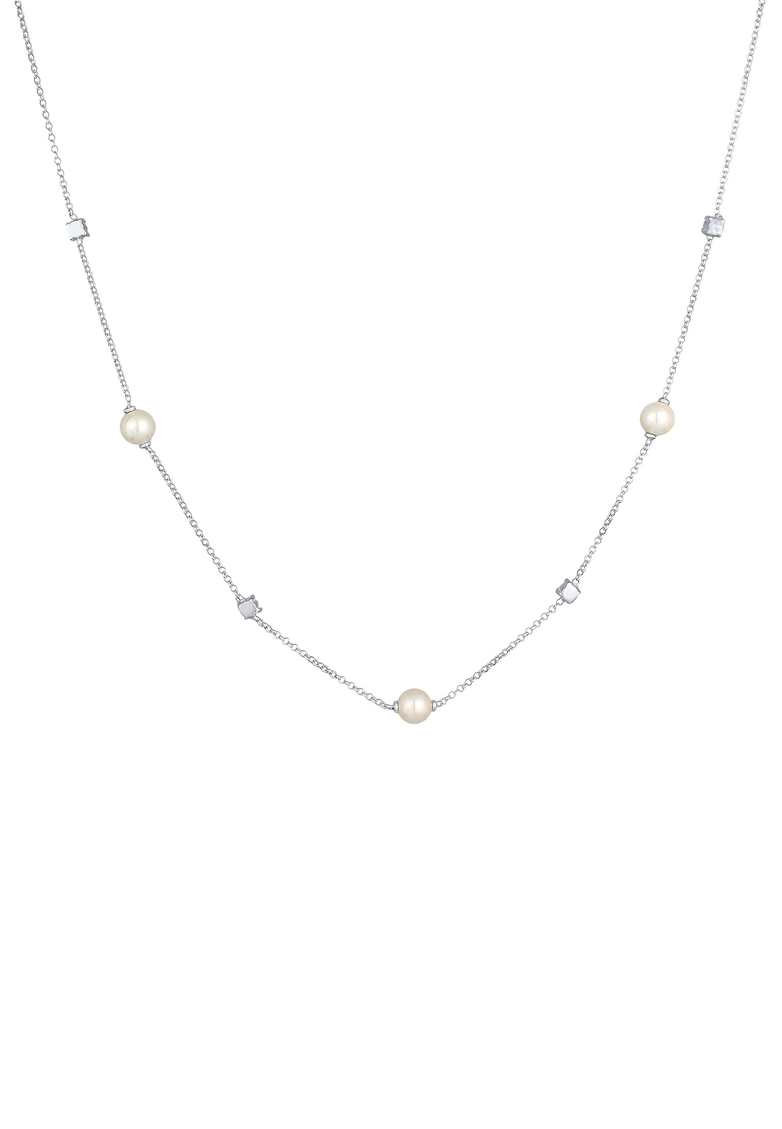 Nenalina Silberkette »Halskette Zirkonia Muschelkernperlen Klassik 925 Silber«