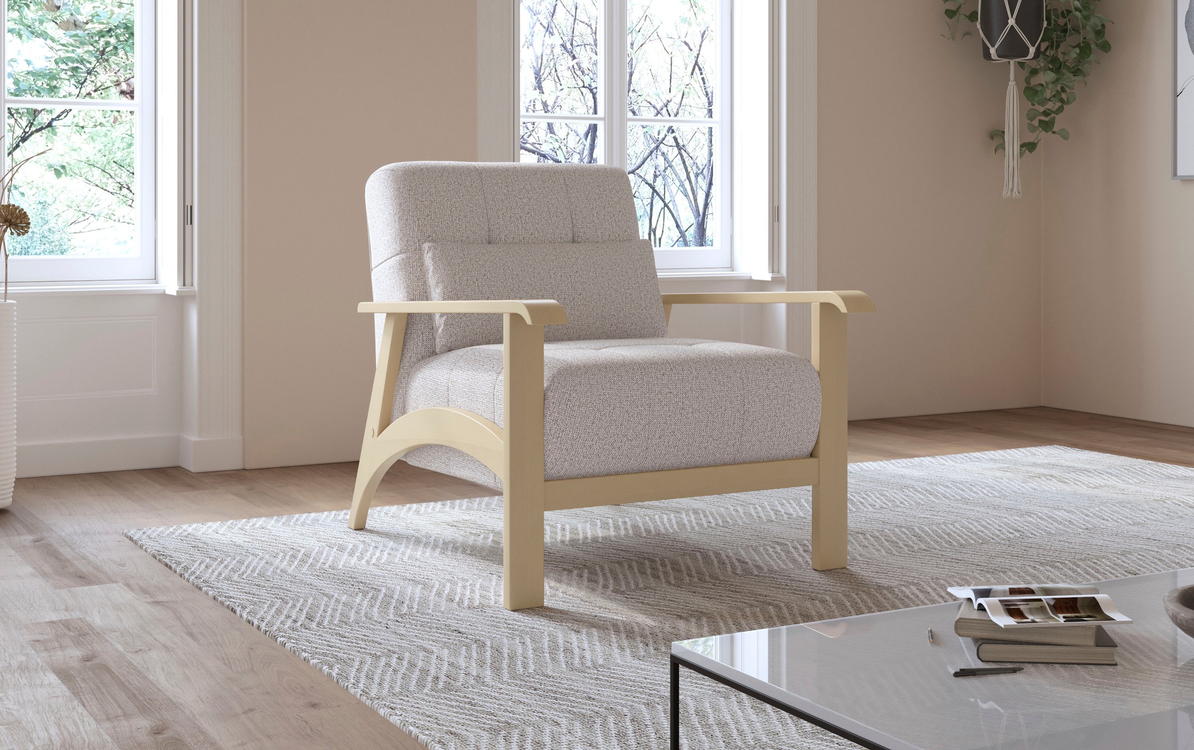 sit&more Sessel »Billund«, Armlehnen aus Buchenholz in natur, verschiedene Bezüge und Farben
