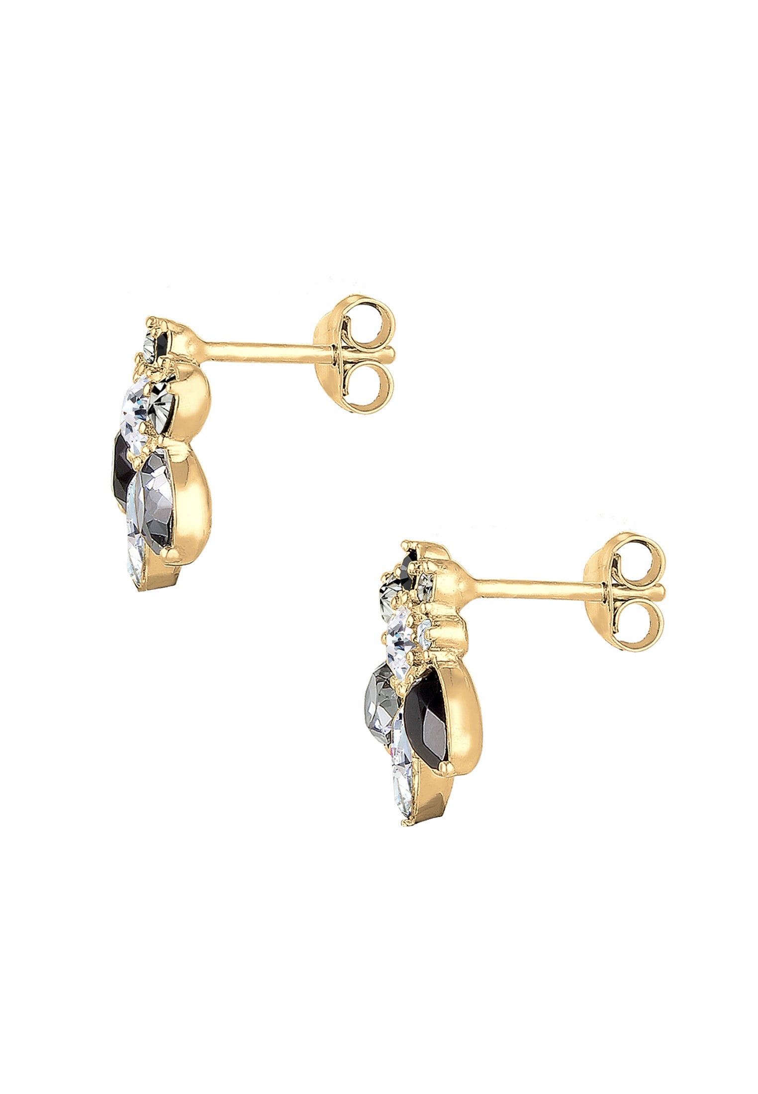 Elli Premium Paar Ohrstecker »Ohrringe Ohrstecker Glas Kristalle Grau 925 Sterling Silber vergoldet«