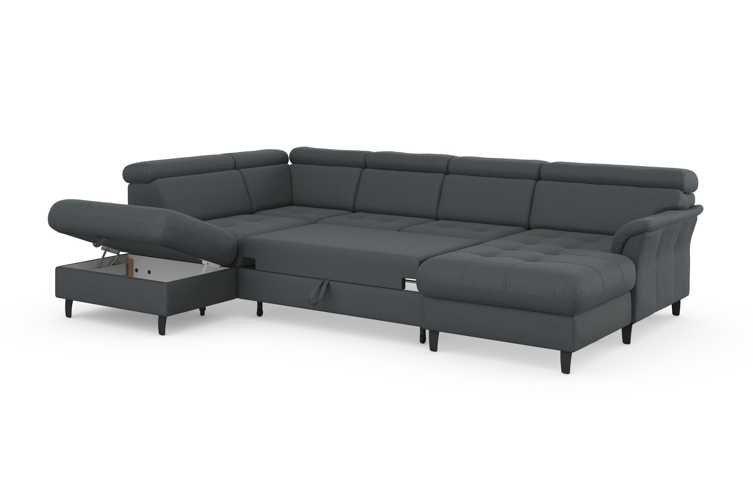 sit&more Wohnlandschaft »Marano U-Form«, inklusive Kopfteilverstellung, wahlweise mit Bettfunktion, Bettkasten