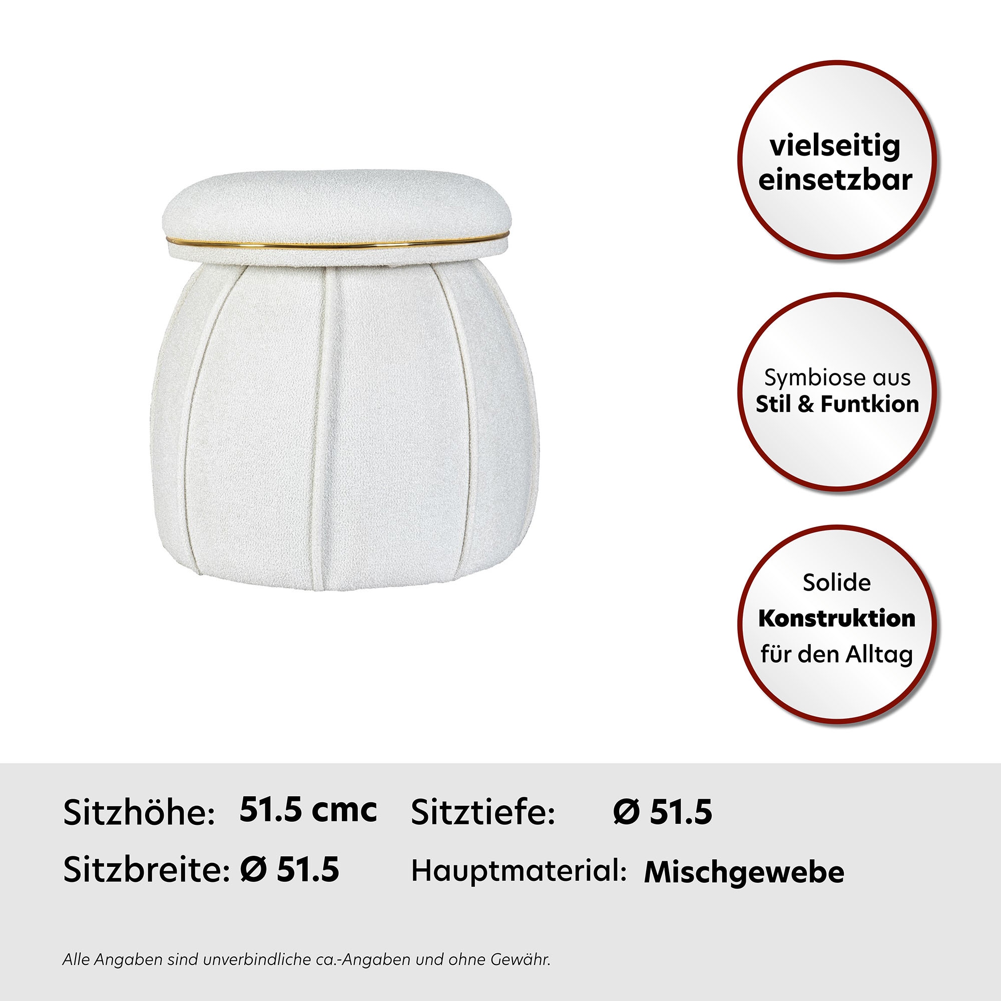 Kayoom Sitzhocker »Hocker Corin,extravagante Form,stilvolle Farben,elegant gesteppter Fuß« 1 Stk. tlg. komfortabel, hochqualitativ, pflegeleicht, sorgfältig verarbeitet