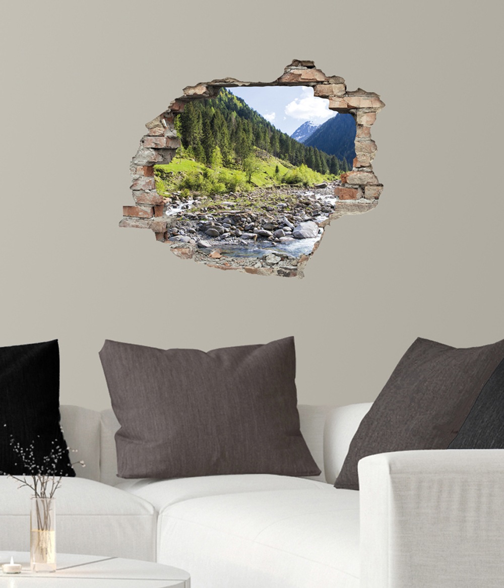 queence Wandtattoo »Tal«, (1 St.), Wandsticker, Wandbild, selbstklebend, 3D, Wanddurchbruch