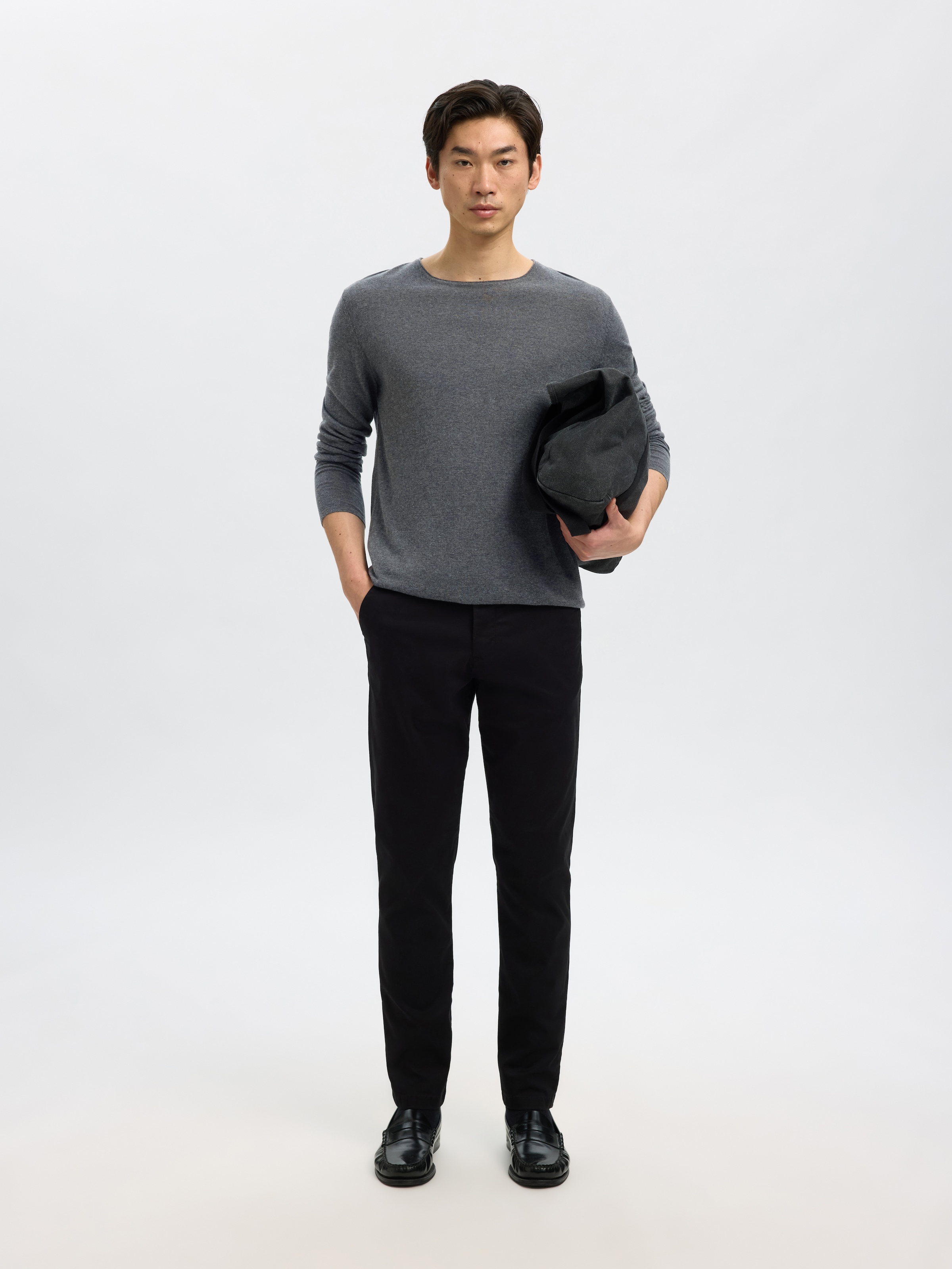 SELECTED HOMME Rundhalspullover »SLHROME LS KNIT CREW NECK NOOS«