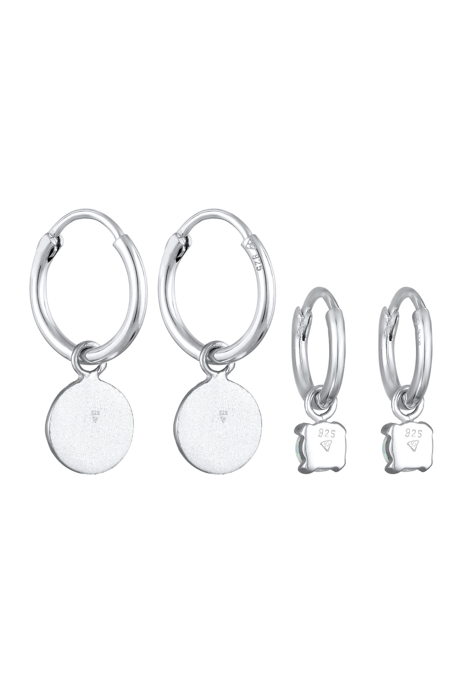 Elli Ohrstecker-Set »Ohrringe Creolen Plättchen Opal Edelstein 2er Set 925 Silber«