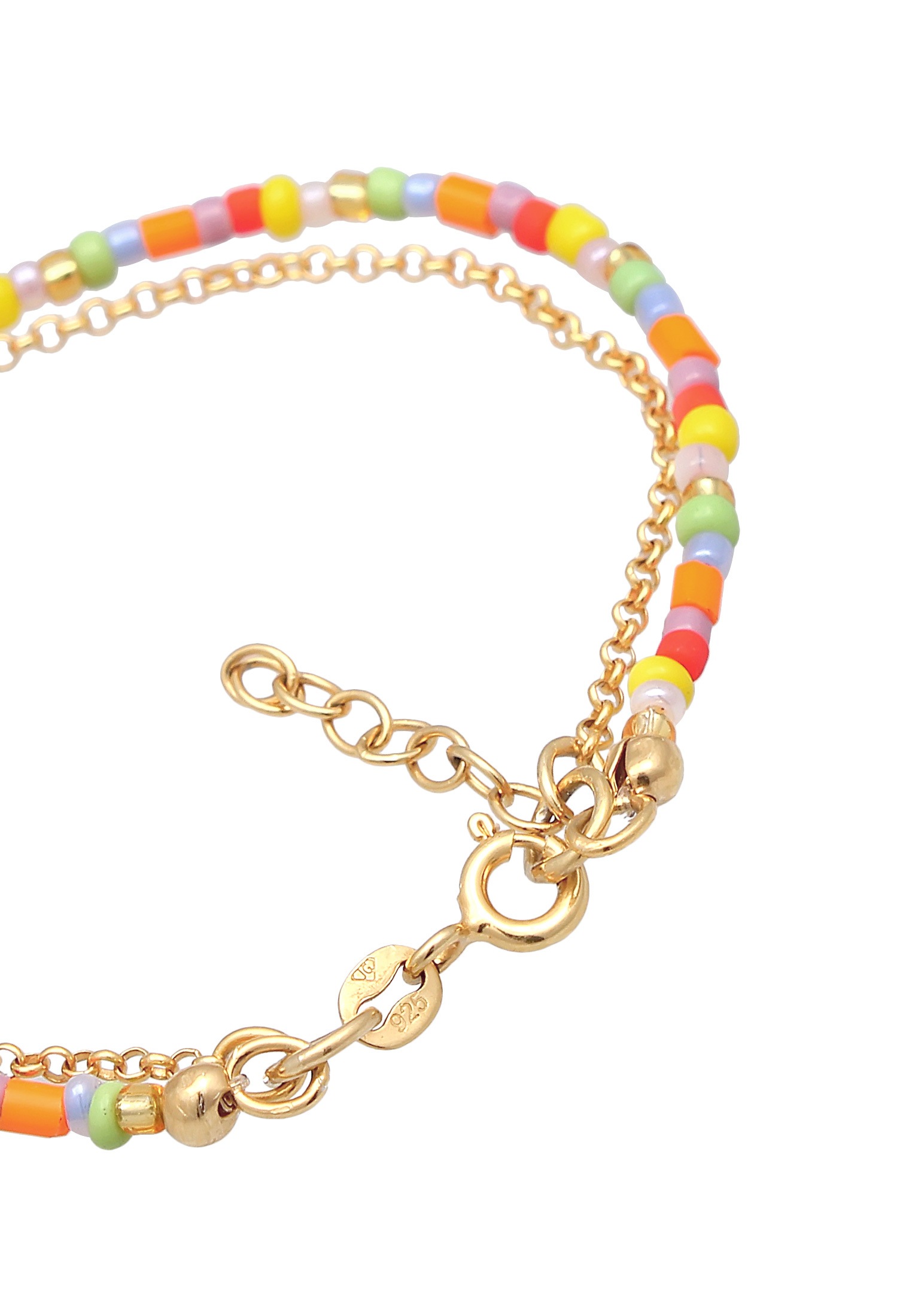 Elli Armkette »Armband Kids Layer Smiling Beads Bunt 925 Silber vergoldet«