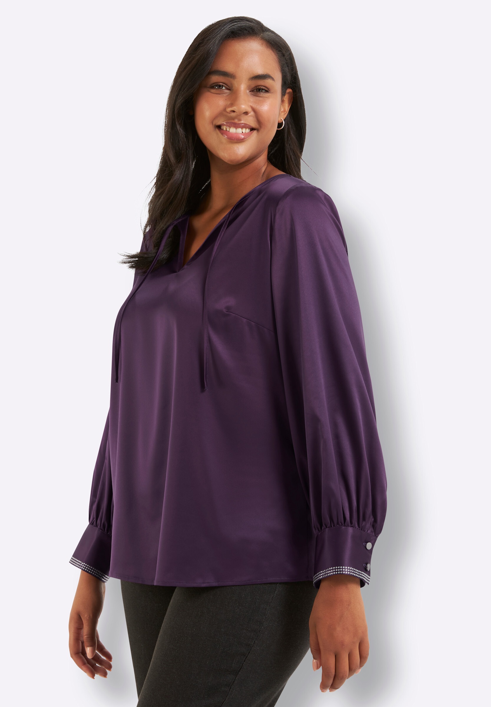 Sheego Longbluse »Tunika Tunika mit Strasssteinen«