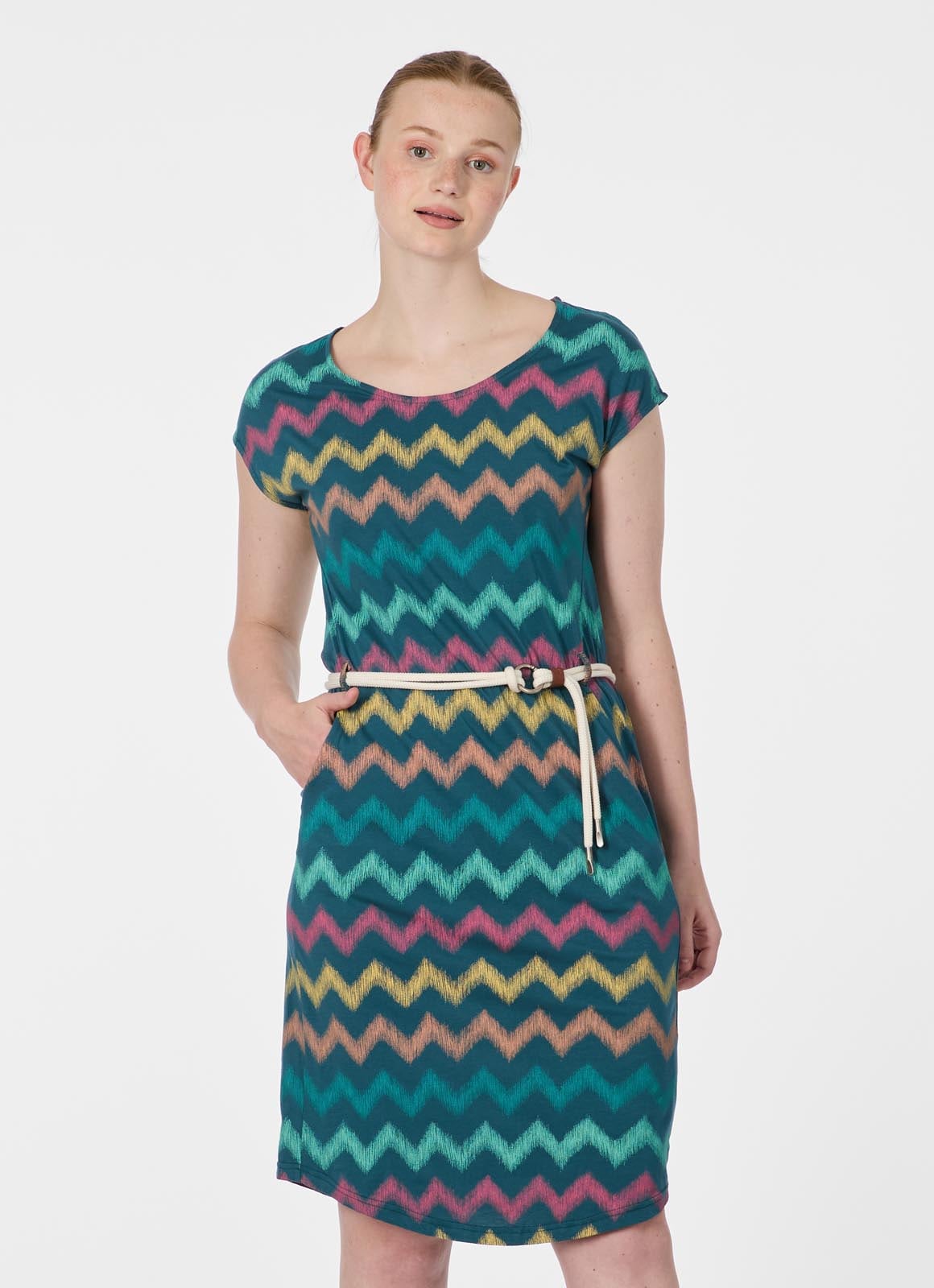 Ragwear Sommerkleid »LILITHE PRINT« 2 tlg. Baumwoll-Modal-Mix mit Eingrifftaschen und Gürtel