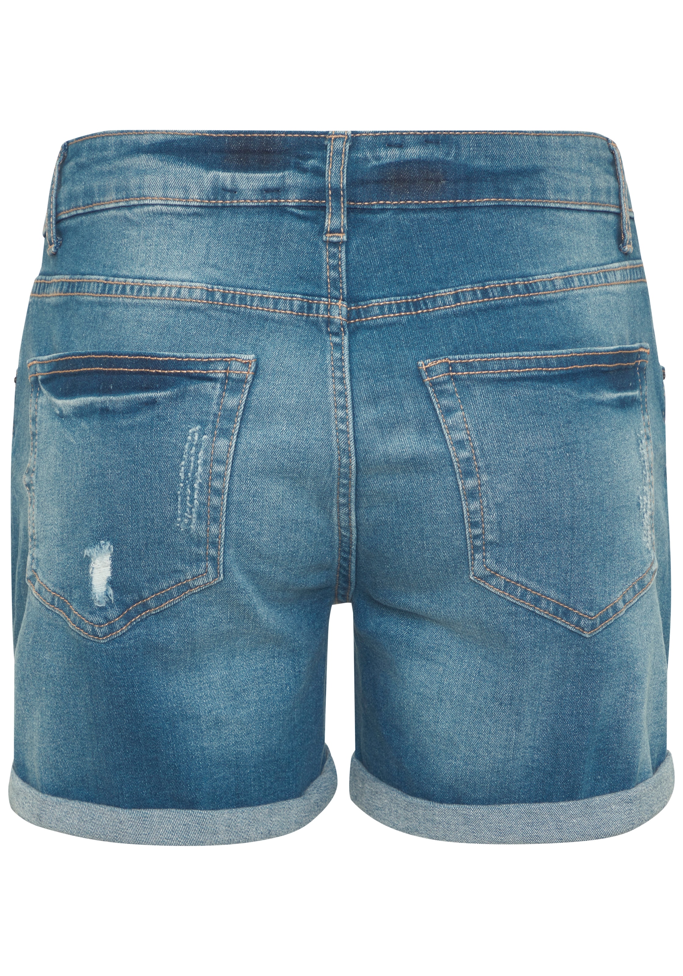Buffalo Jeansbermudas mit Destroyed-Effekten, Shorts zum Krempeln, kurze Hose