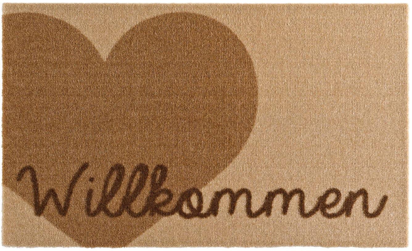 HANSE Home Fußmatte »Willkommen Herz, Türmatte«, rechteckig, 7 mm Höhe, Herz Motiv, mit Spruch, Schrift, Robust, Rutschhemend, Waschbar