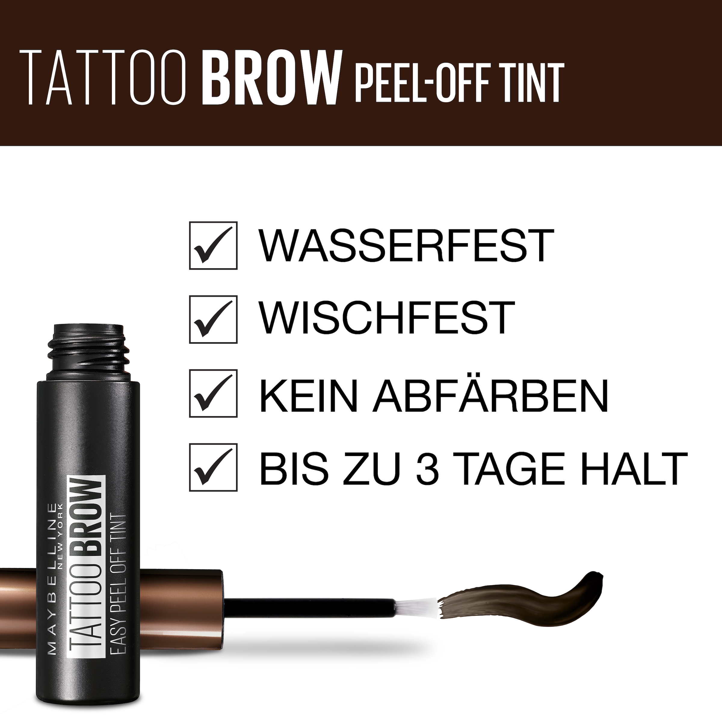 MAYBELLINE NEW YORK Augenbrauen-Gel »Eye Brow Tattoo Gel«, mit innovativer Peel-off-Formel