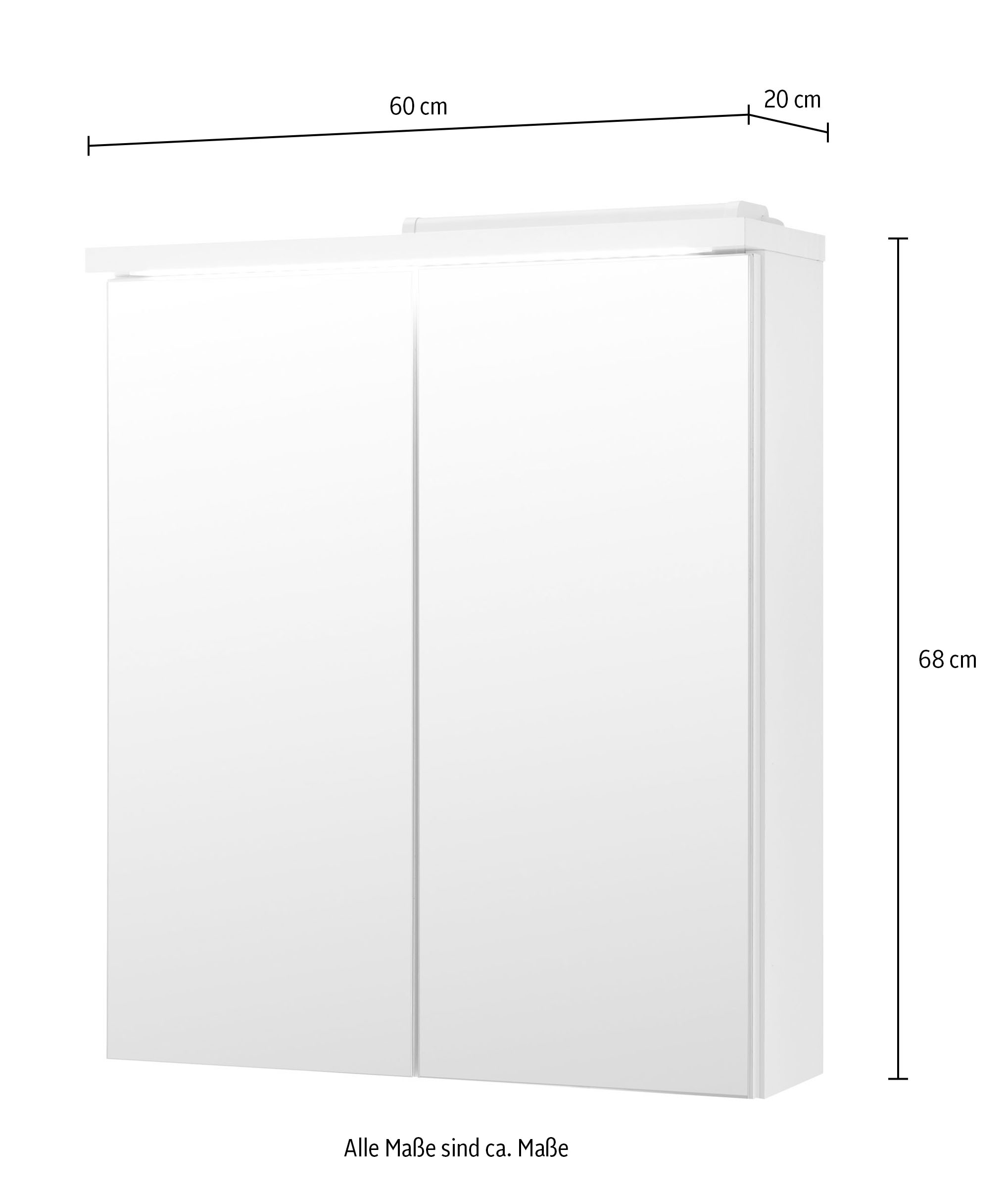 BASIC by Balculina Spiegelschrank »Pool, Badezimmerschrank BxHxT 60x68x20«, (1 St.), Breite 60cm, Tür L/R montierbar