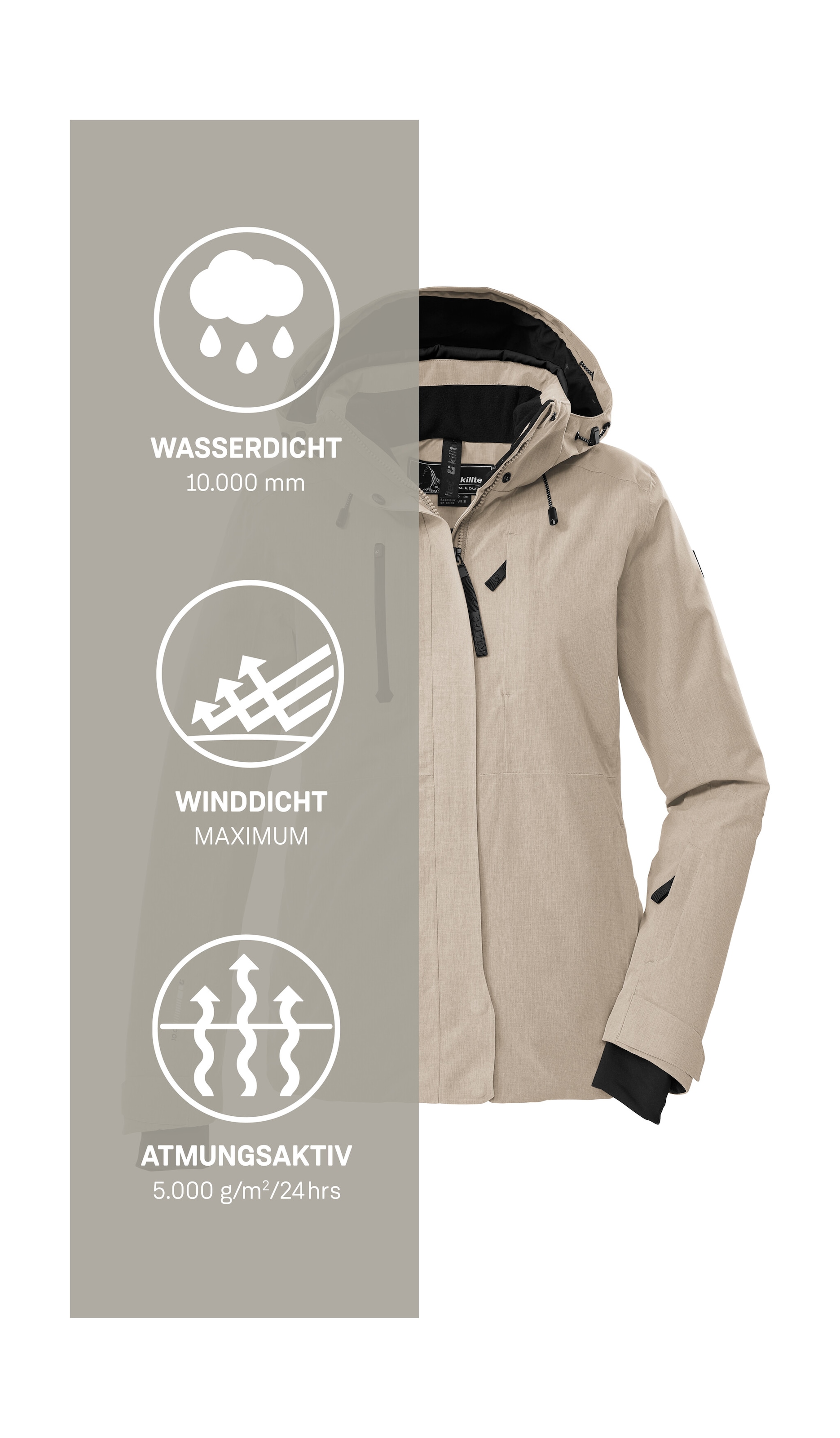Killtec Skijacke »KSW 35 WMN SKI JCKT« Wasserdicht, atmungsaktiv, PFAS-frei, recyceltes Material