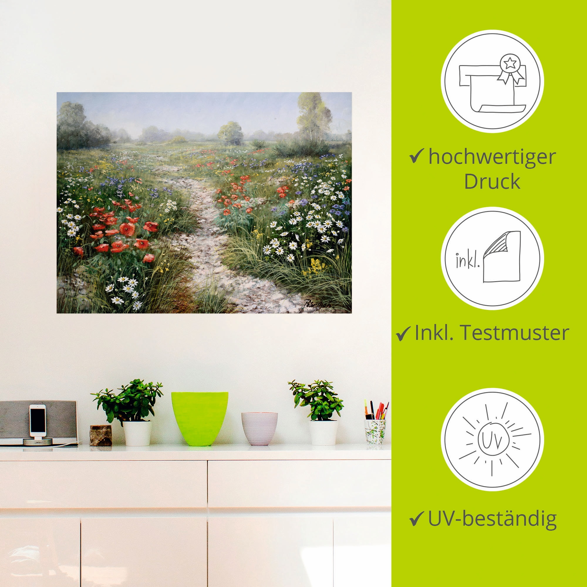 Artland Wandbild »Dichte der Natur«, Blumenwiese, (1 St.), als Leinwandbild, Poster, Wandaufkleber in verschied. Größen