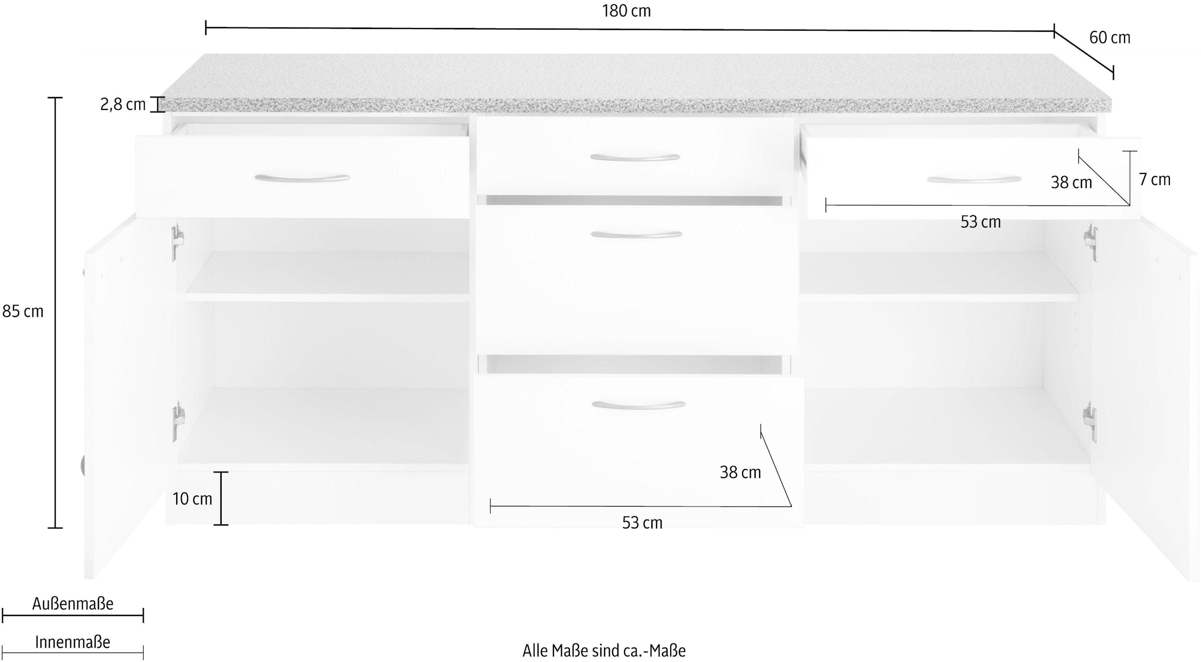 wiho Küchen Unterschrank »Kiel« 180 cm breit