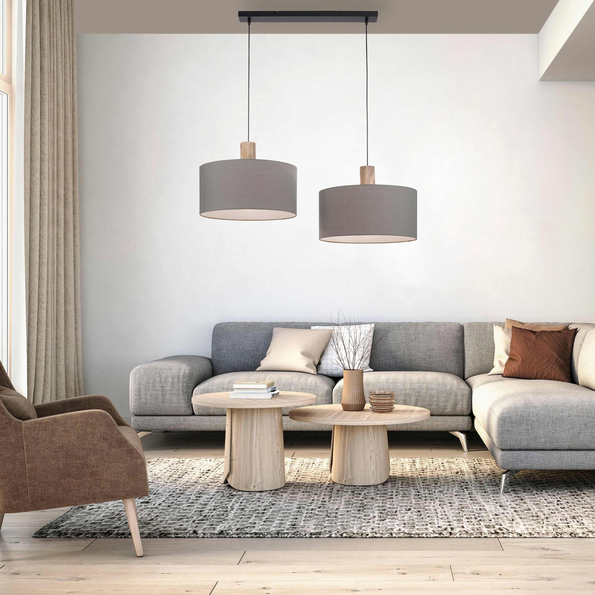 JUST LIGHT Pendelleuchte »LINEN«, 2 flammig, ExklusiveE27