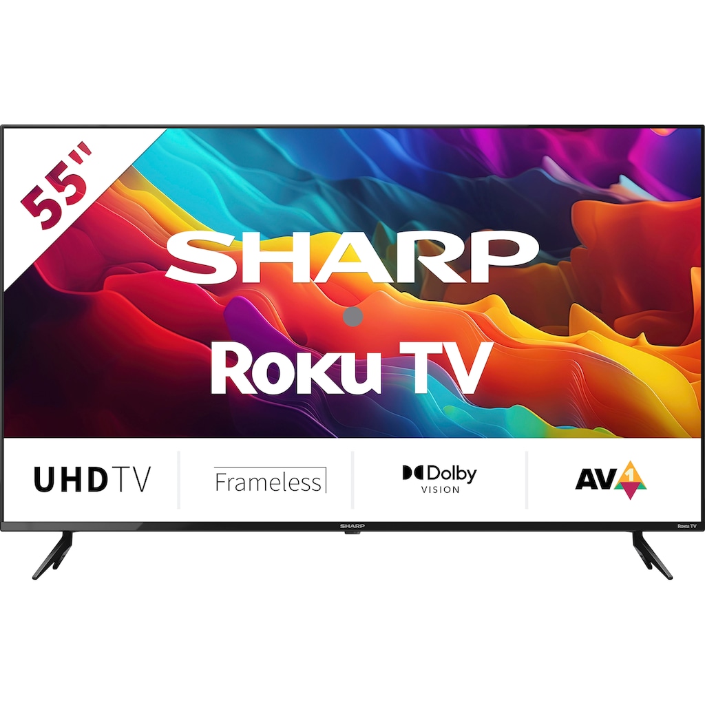 Sharp LED-Fernseher »4T-C55FJx«, 139 cm/55 Zoll, 4K Ultra HD, Smart-TV, Roku TV nur in Deutschland verfügbar, Rahmenlos, HDR10, Dolby Digital