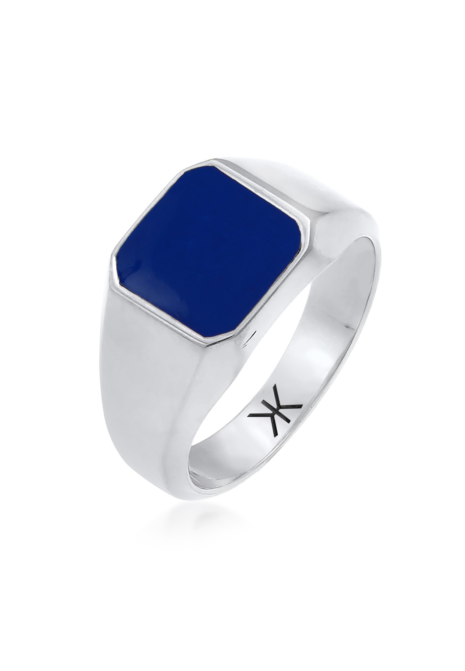 Kuzzoi Siegelring »Ring Herren Siegelring Emaille Blau Basic 925 Silber«